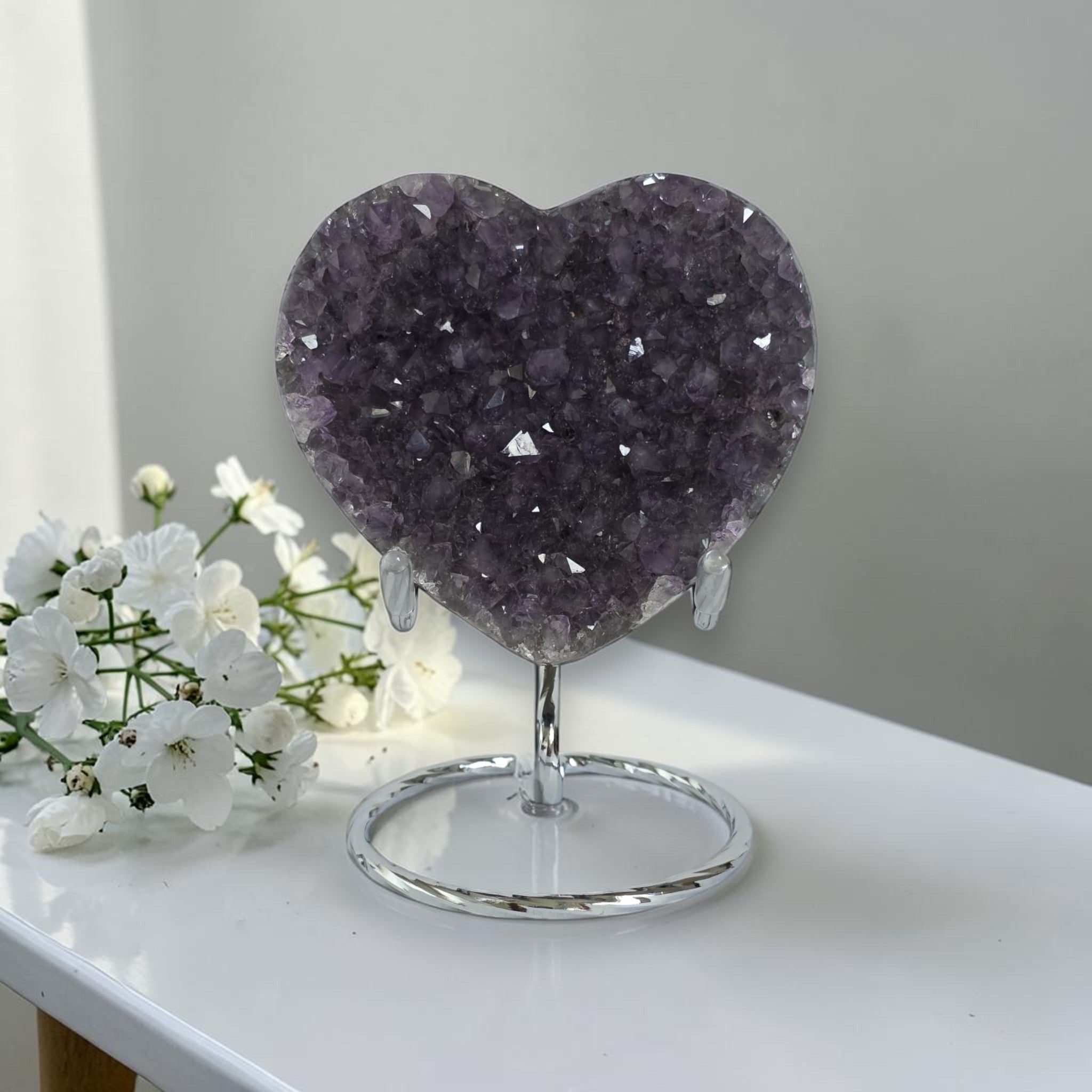 Amethyst Crystal druzy heart