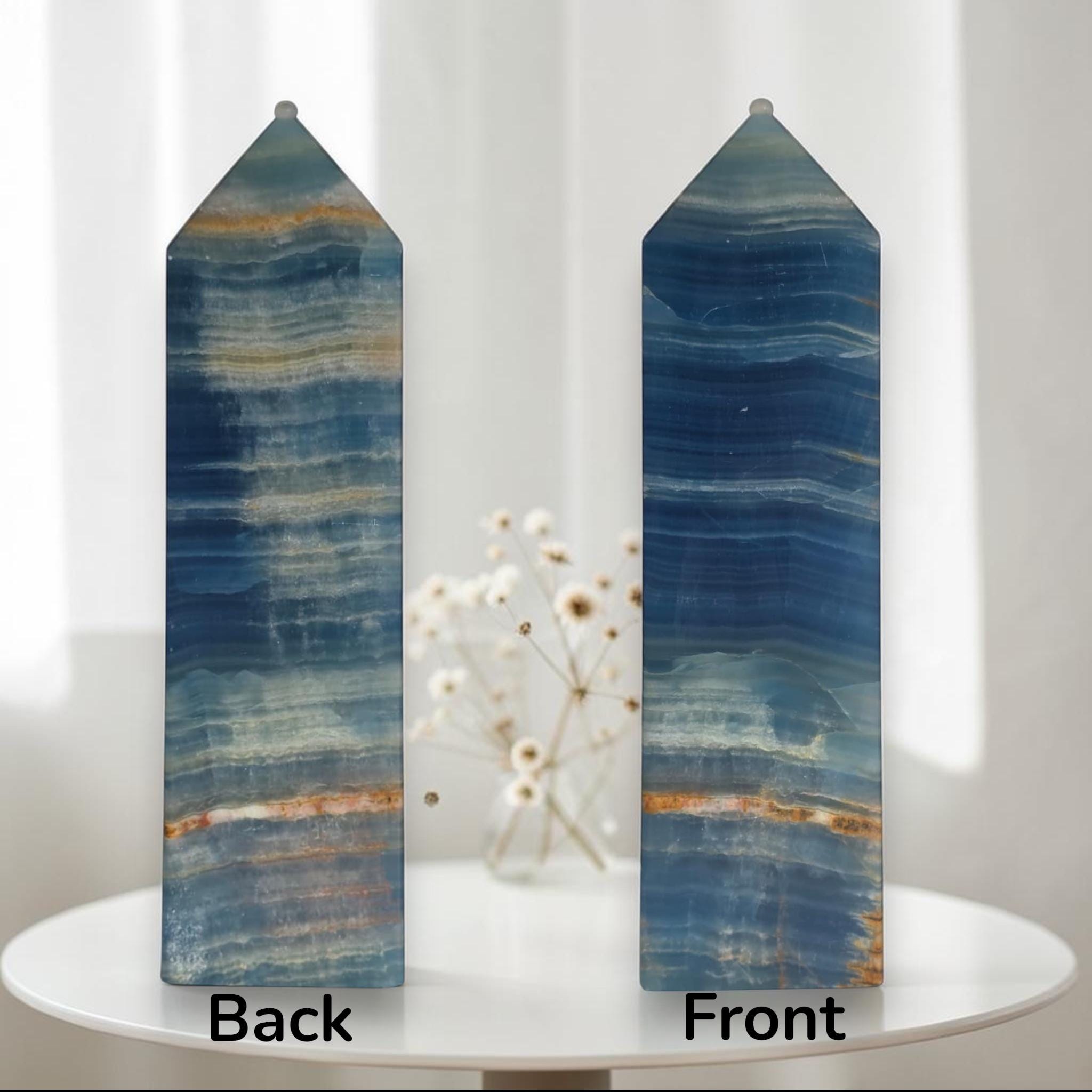 Blue Calcite Tower Crystal Point Blue Onyx Obelisk Healing Decor