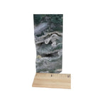 Green moss agate drusy obelisk tower crystal with white druzy banding and scale