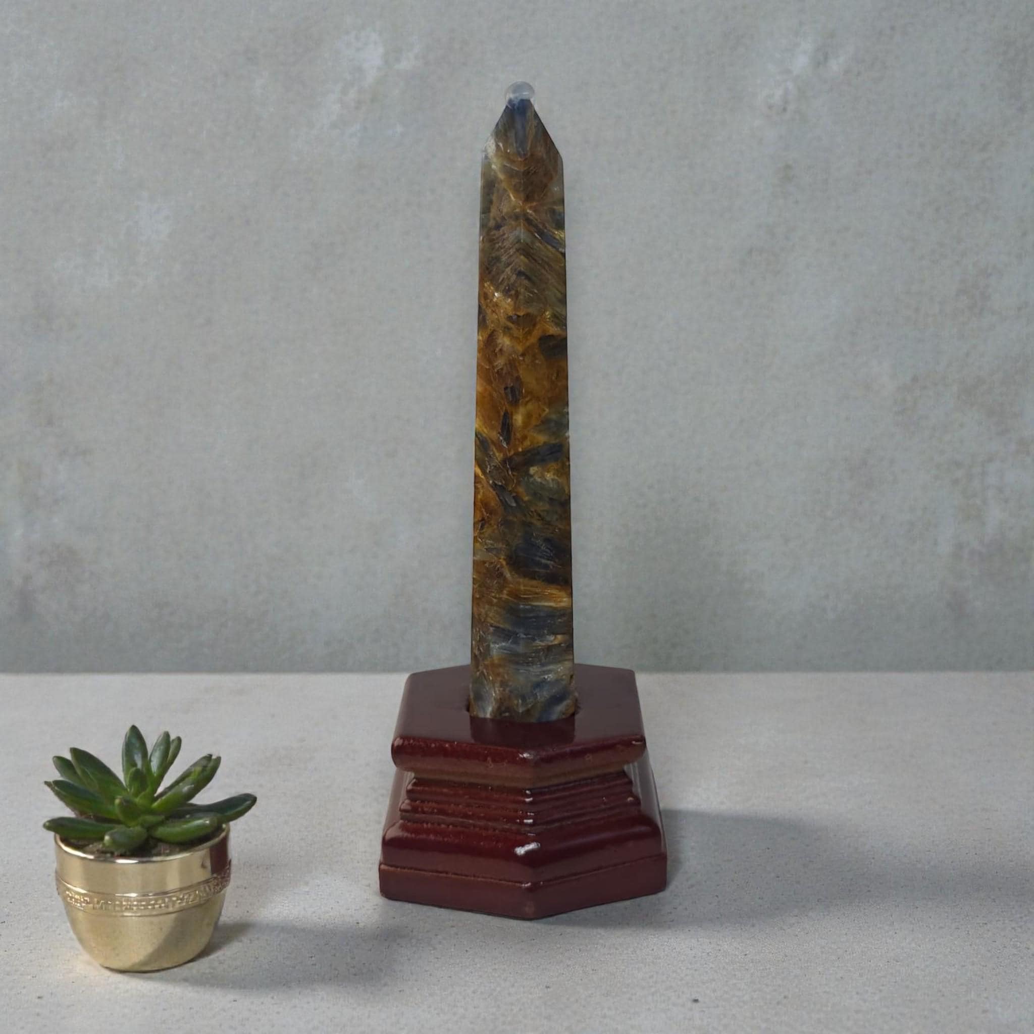 Natural Blue Kyanite Crystal Tower with Stand Slim Obelisk Point Healing Stone Decor