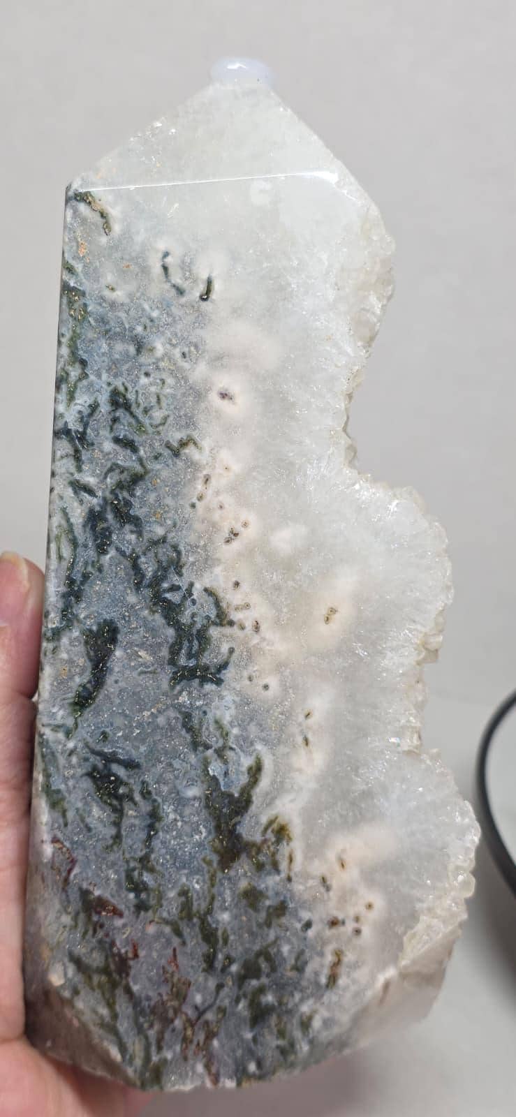 Moss Agate Druzy Geode Tower