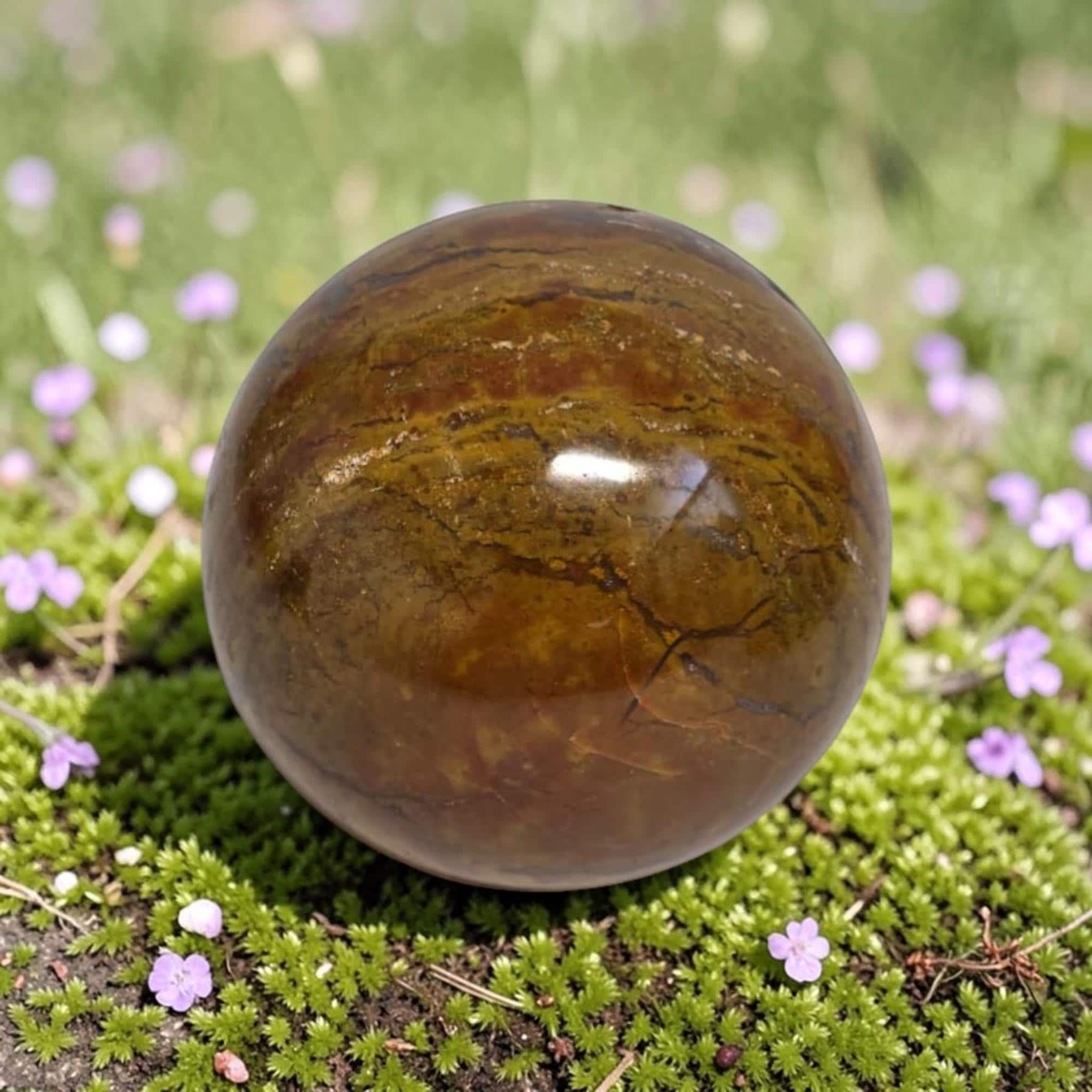 Ocean Jasper Sphere 70mm (2.75") | Deep Green Nephrite Jade Orb | Crystal Sphere Decor