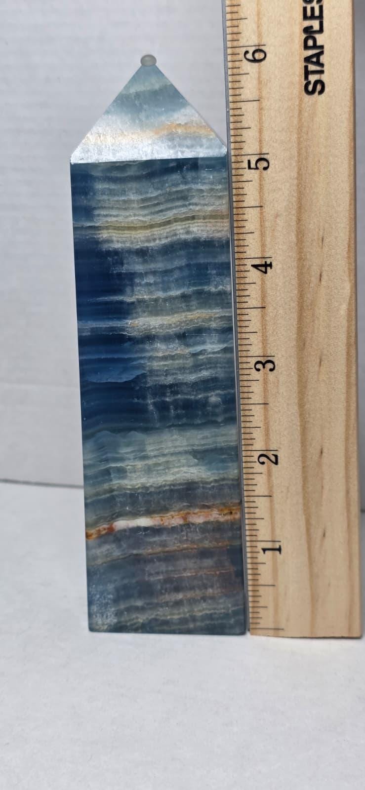 Blue Calcite Tower Crystal Point Blue Onyx Obelisk Healing Decor