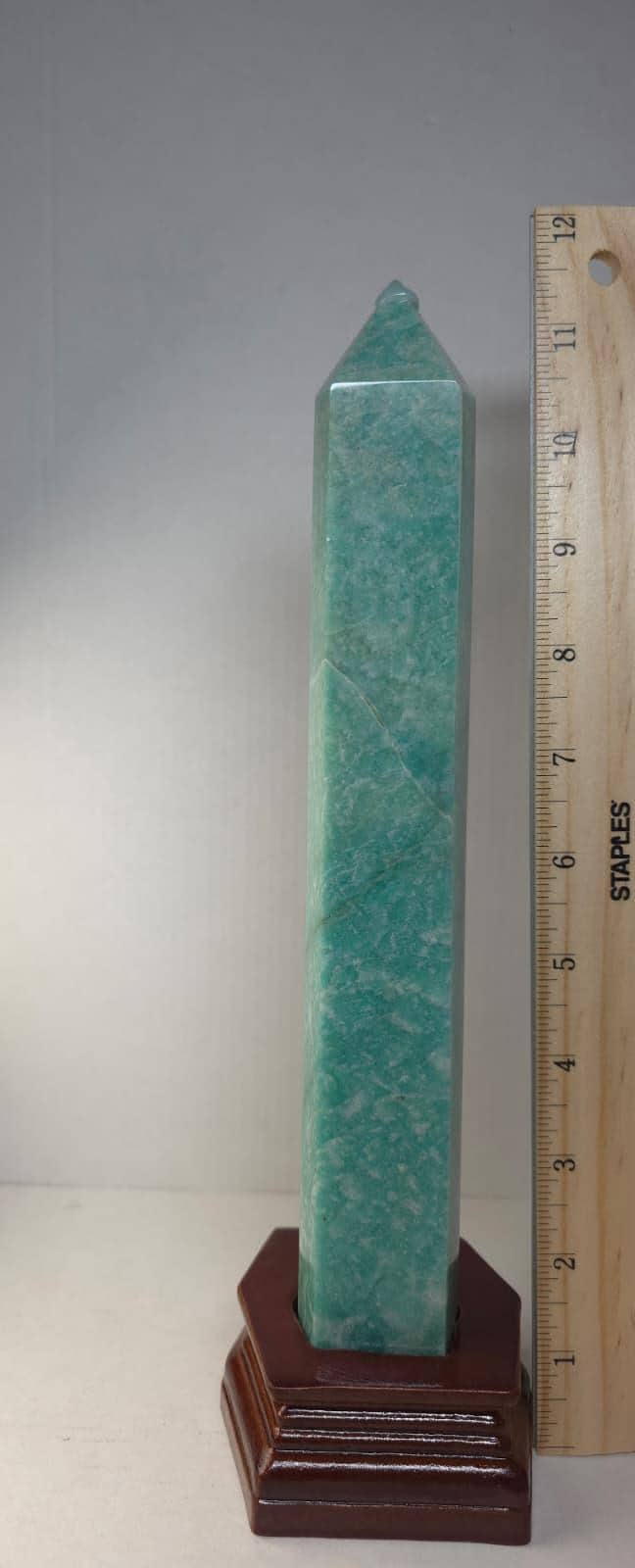 Natural Amazonite Crystal Tower Obelisk Large Green Stone Point Healing Crystal Decor