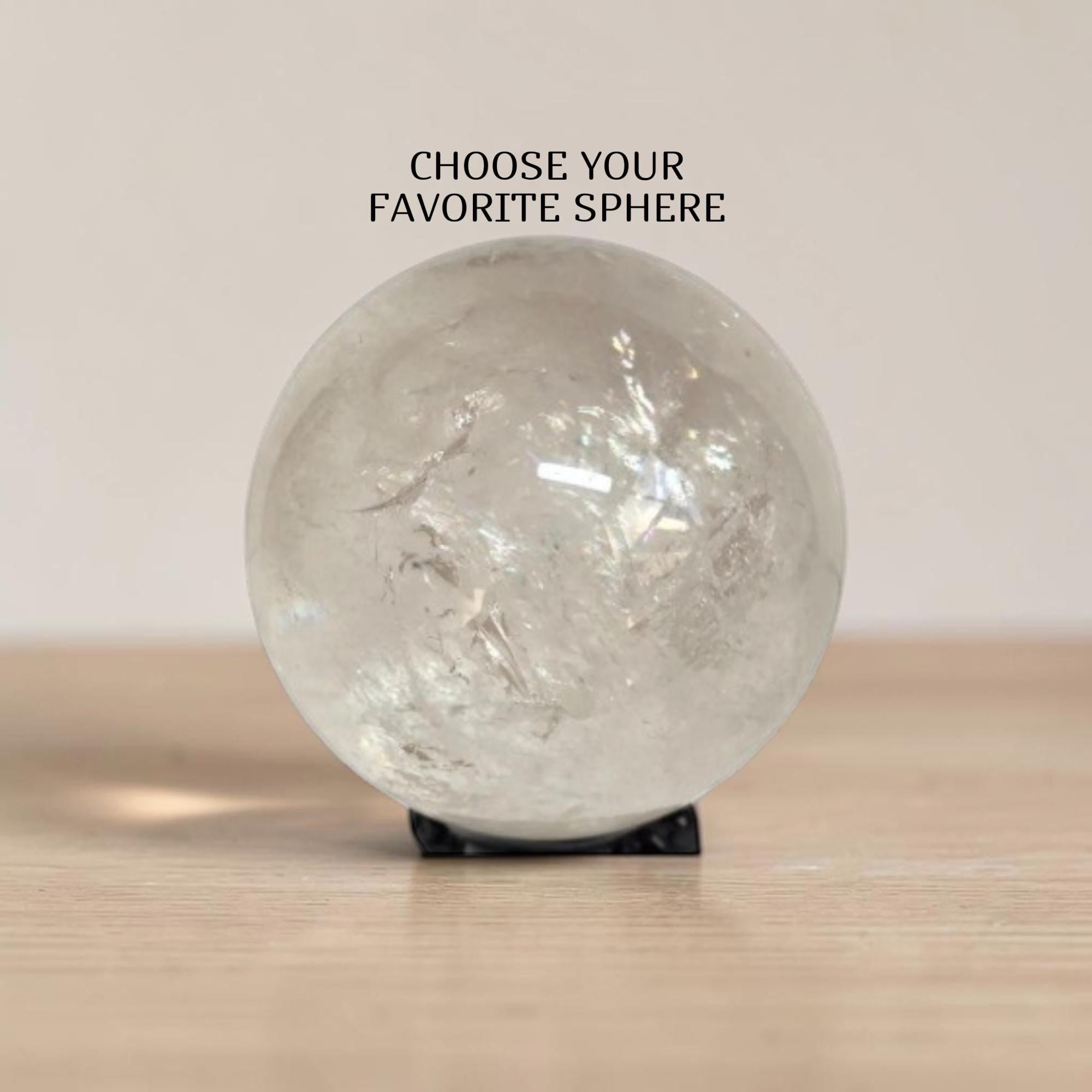 Clear Quartz Sphere – Polished Gemstone for Meditation, Spiritual Decor