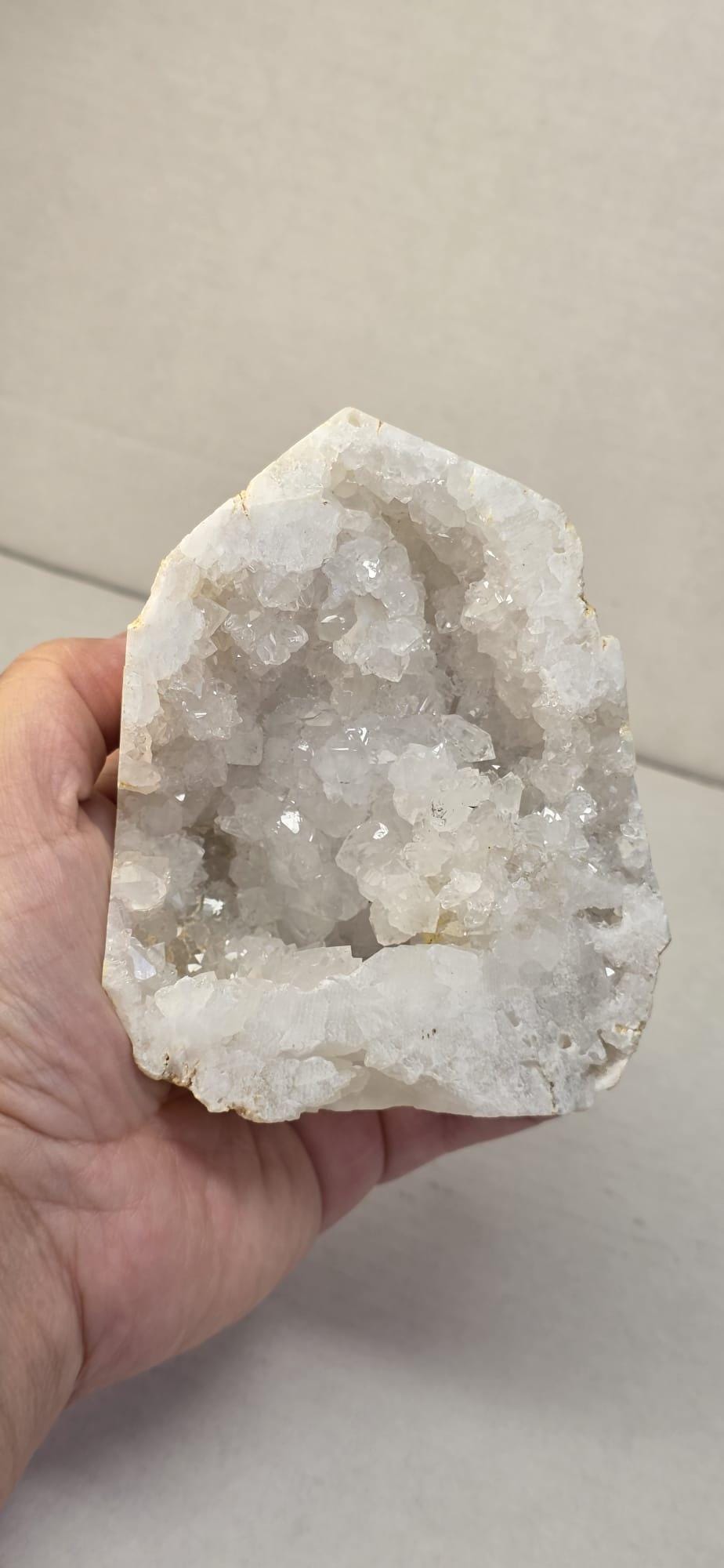 White Quartz Druzy Geode, Sparkling Crystal Cluster, Natural Druzy Mineral Decor
