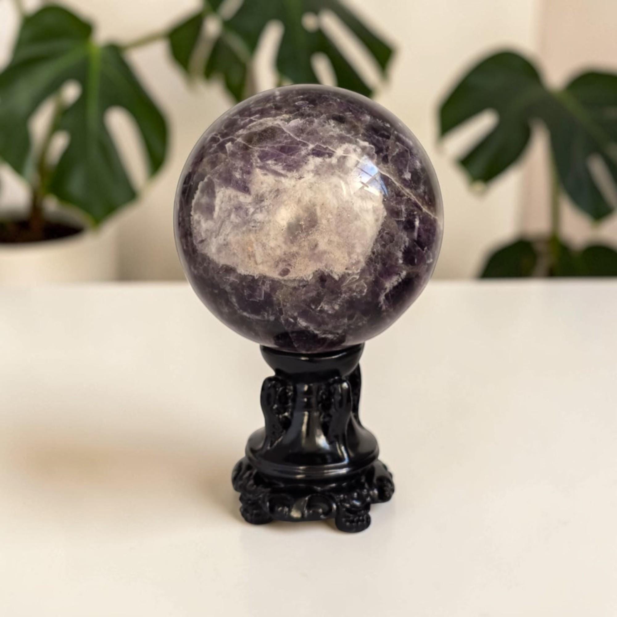 Amethyst Druzy Sphere Large Chevron Amethyst Cave Ball 92mm Purple Quartz Decor