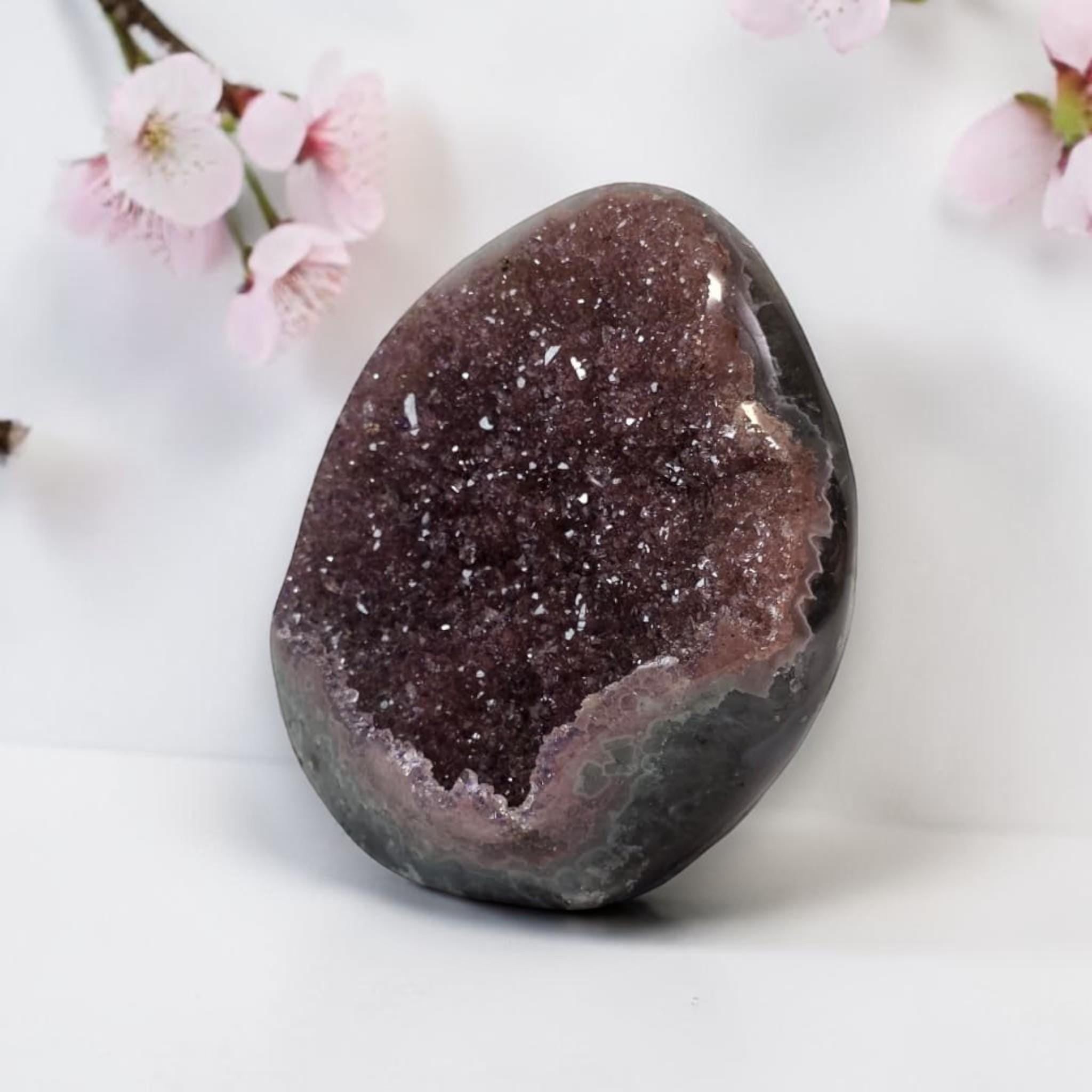 Purple Druzy Agate Freeform Geode, Sparkling Amethyst Color Stone, Natural Mineral Specimen