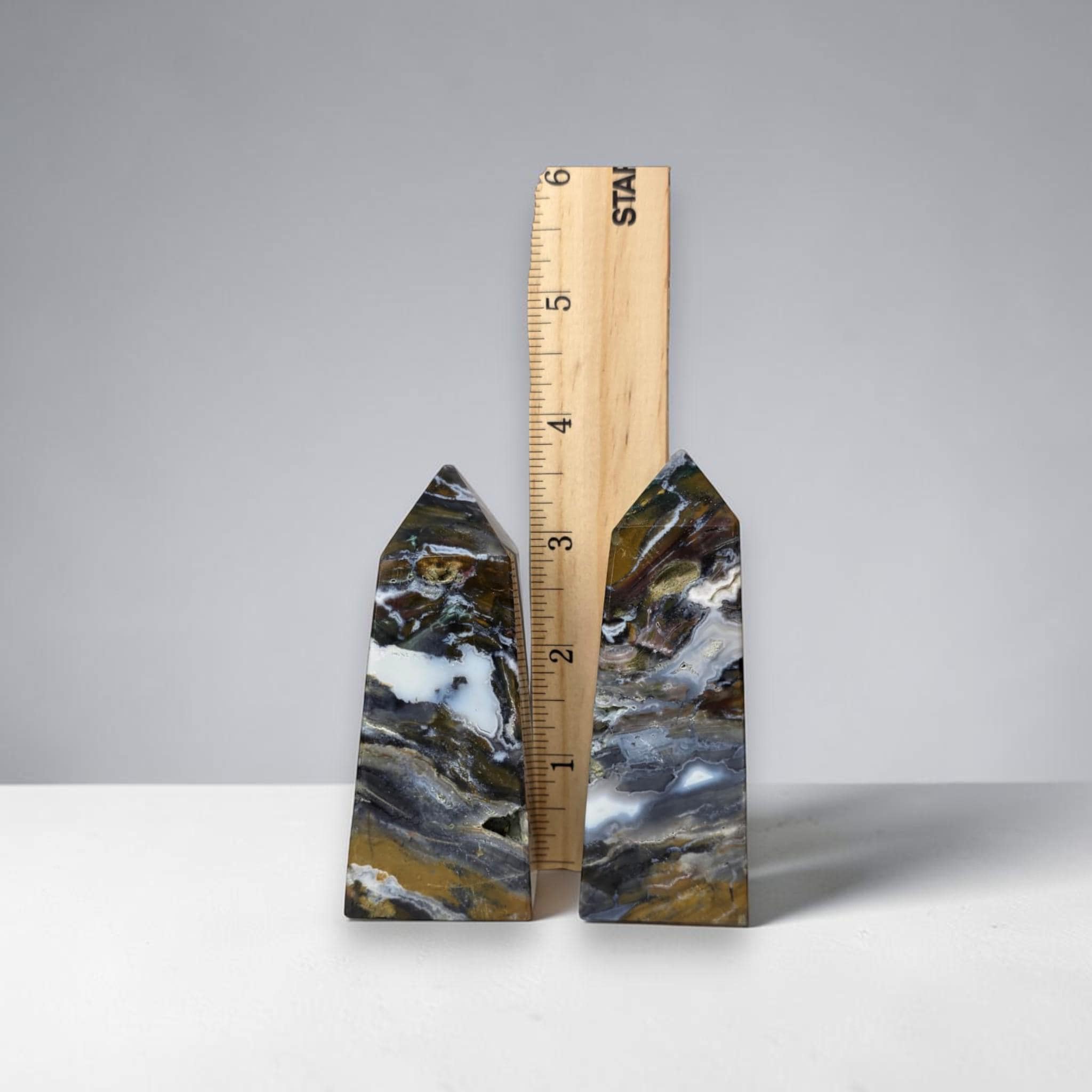 Ocean Jasper Tower, Natural Crystal Obelisks, Polished Stone Home Decor Gift