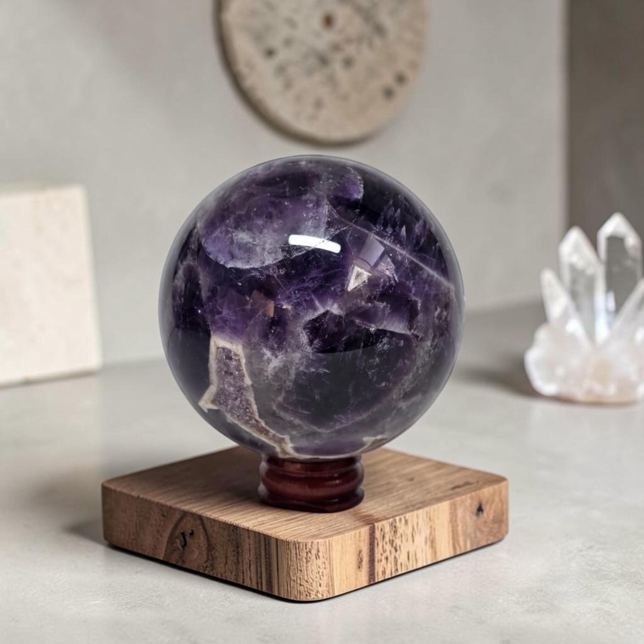 Chevron Amethyst Sphere 58mm, Dream Amethyst Druzy Crystal Ball
