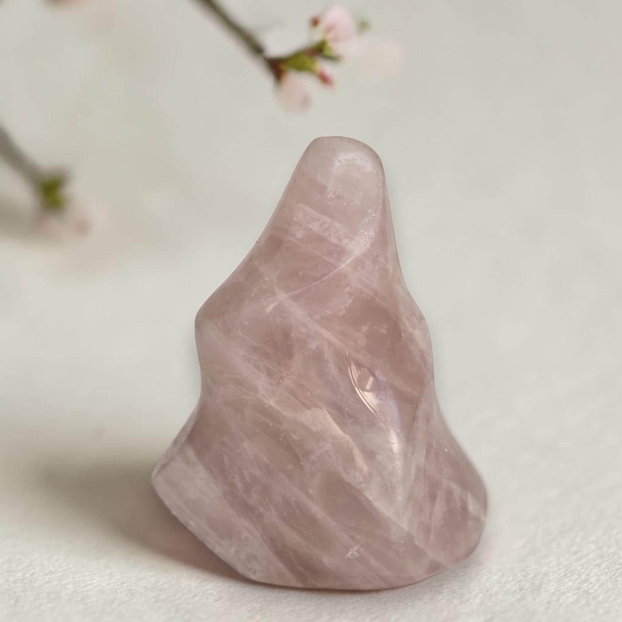Rose Quartz Flame Healing Crystal Heart Chakra Self Love Meditation Decor