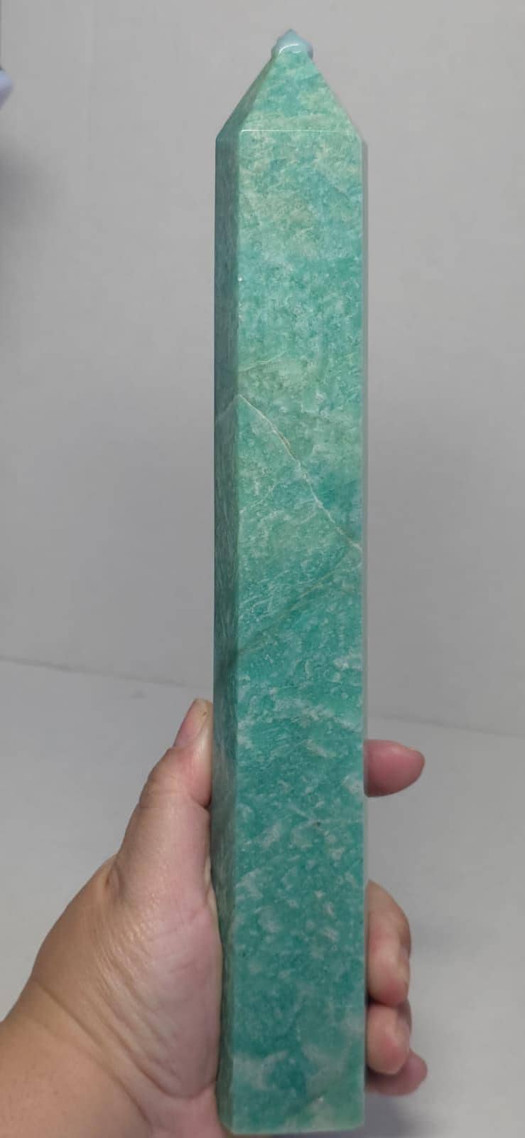 Natural Amazonite Crystal Tower Obelisk Large Green Stone Point Healing Crystal Decor