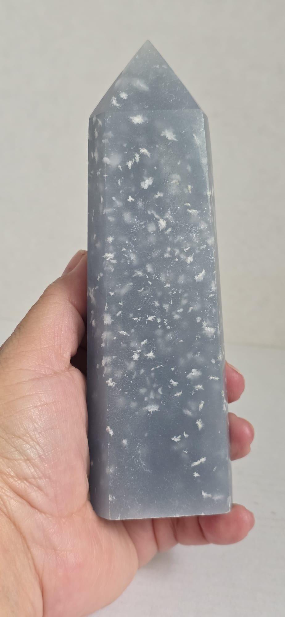 Snowflake Angelite Tower Blue Decor Piece Elegant Gift