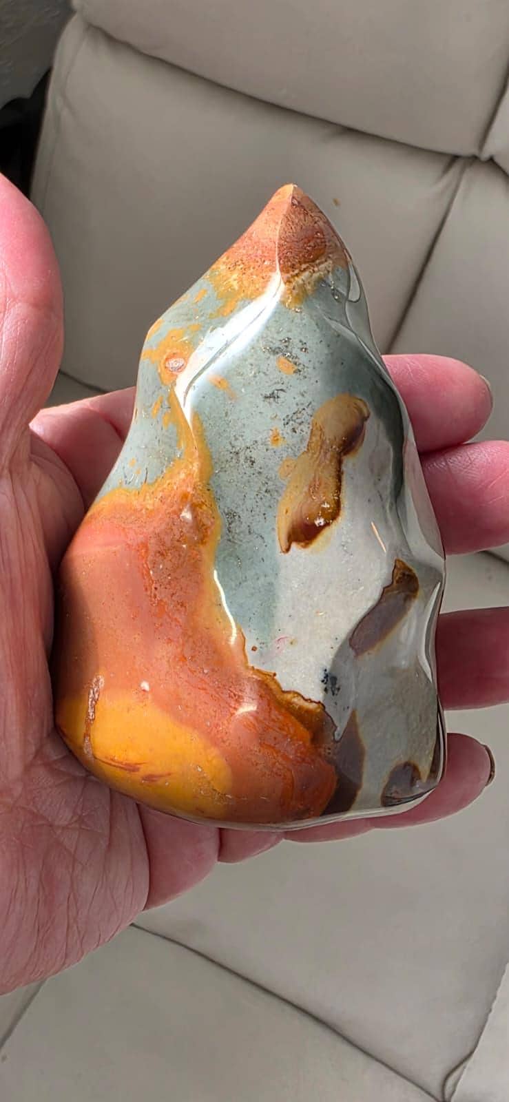 Ocean Jasper Flame Crystal – Healing Stone for Anxiety, Grounding Energy, Spiritual Gift