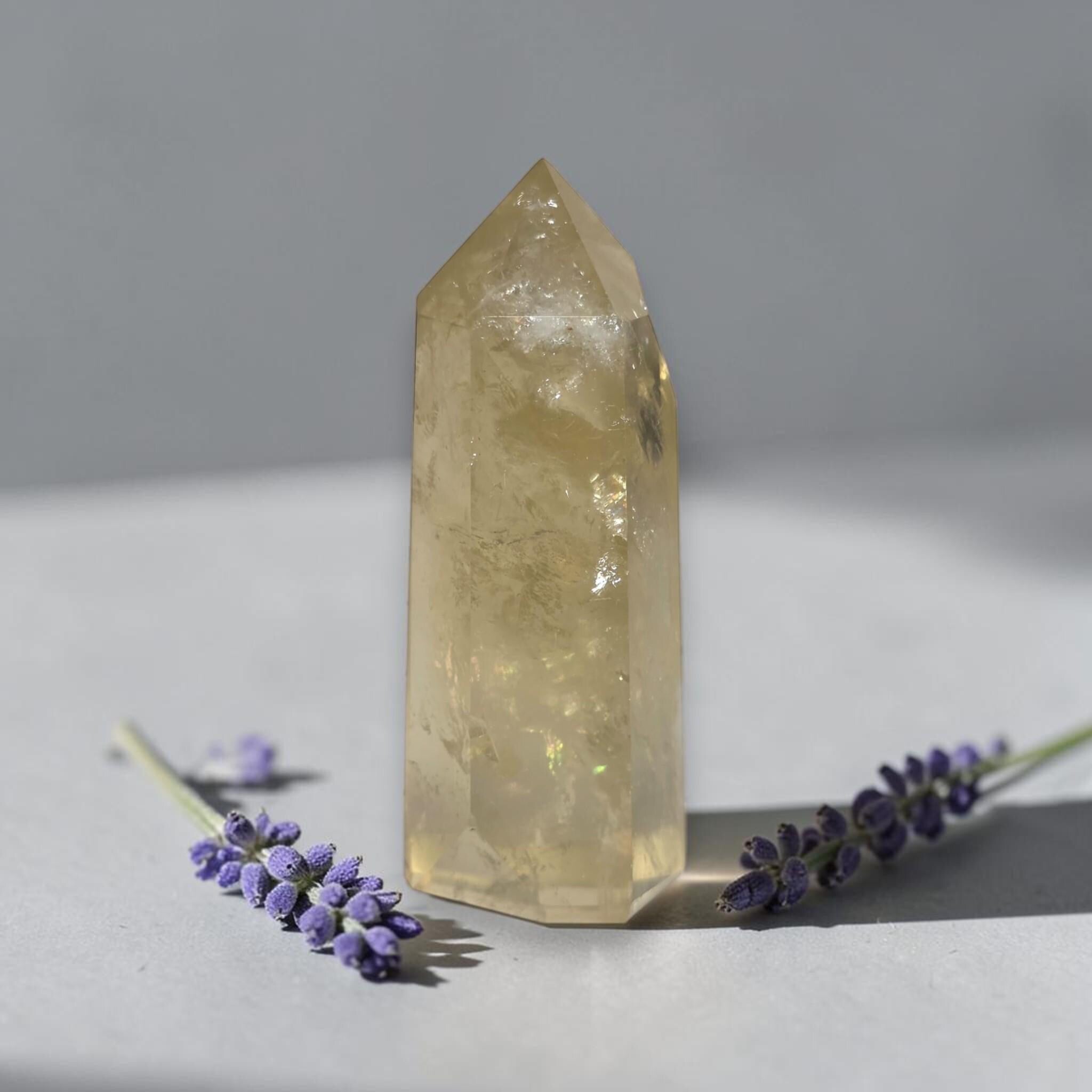 Citrine and Clear Quartz Tower Set, Abundance Crystals, Manifestation Stone Pair