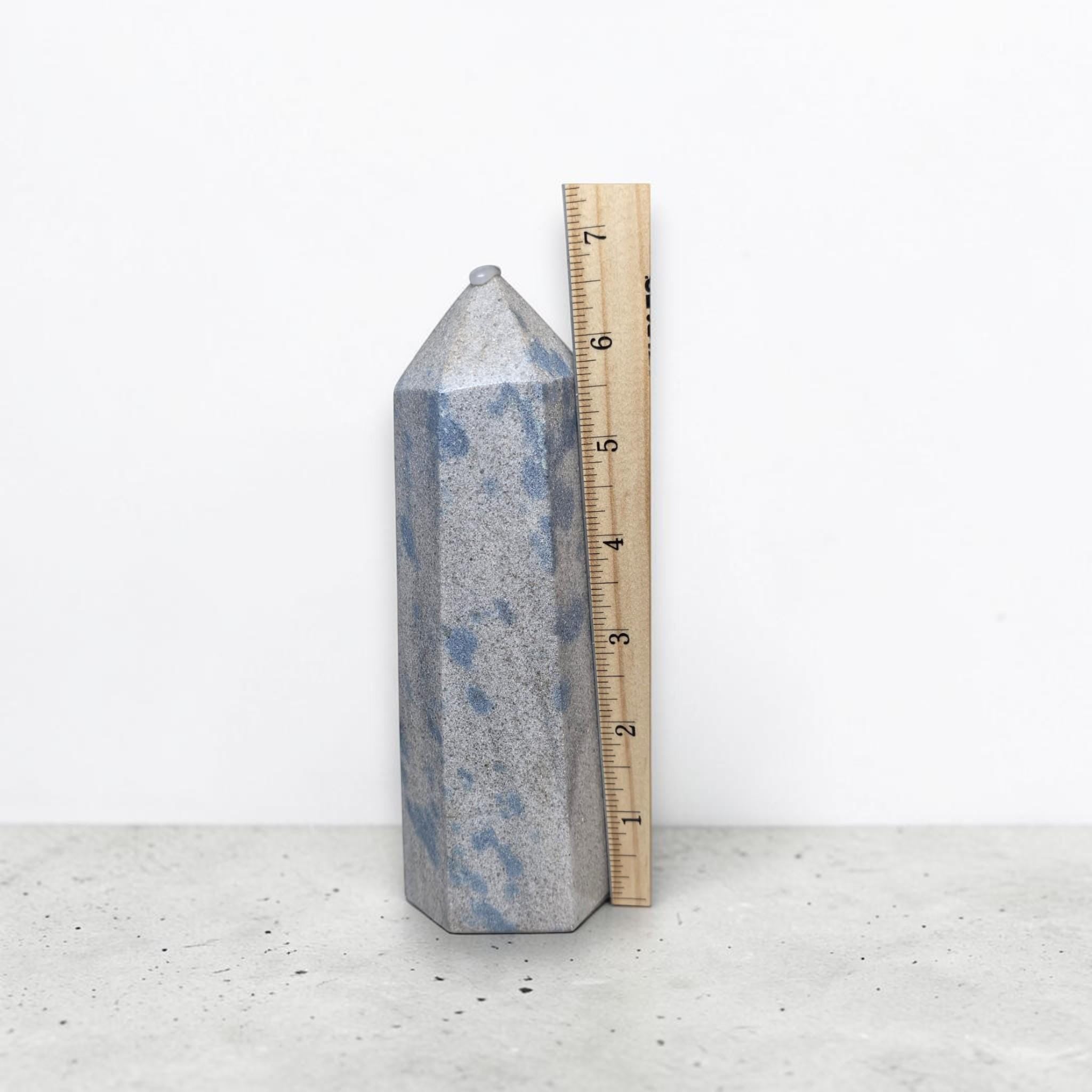K2 Jasper Crystal Tower, Blue Azurite Point, Healing Stone Decor