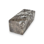 Natural sphalerite crystal tower, dark gray with white-gray streaks and small pits