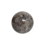 Tourmalinated quartz sphere with black needle inclusions, smooth gray finish, 66mm
