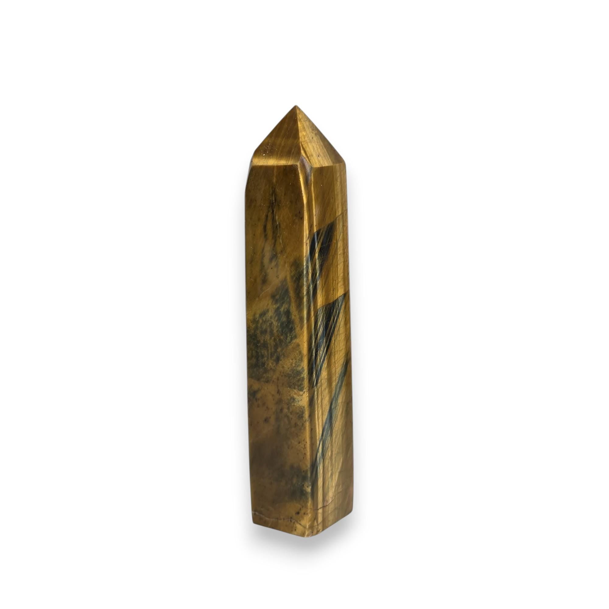 Tiger Eye Tower 5.5" | Golden Crystal Obelisk | Protection Stone | Confidence Stone | Spiritual decor