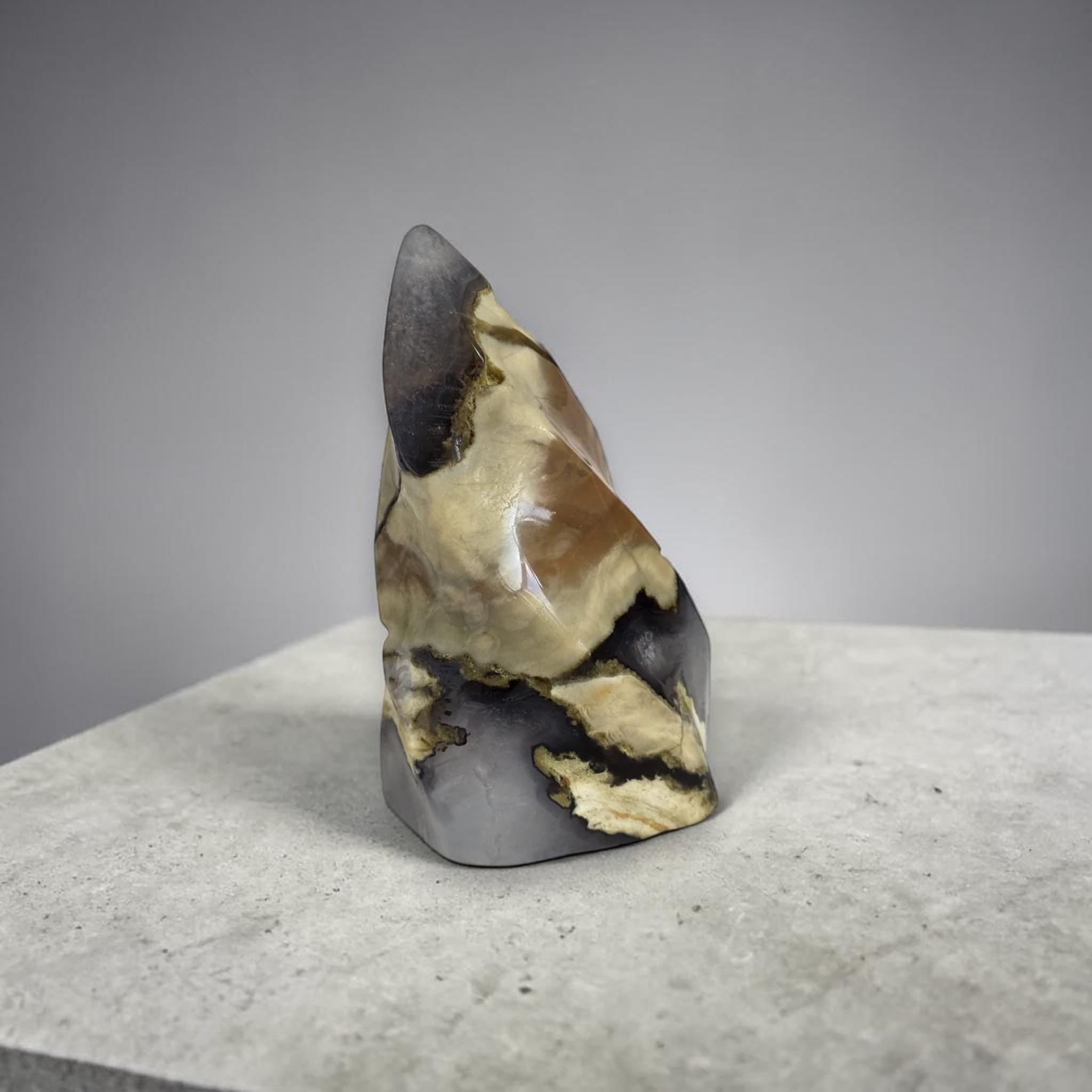 Volcano Agate Flame 4.5 Inch Polished Stone Landscape Pattern Grounding Energy Collector Decor