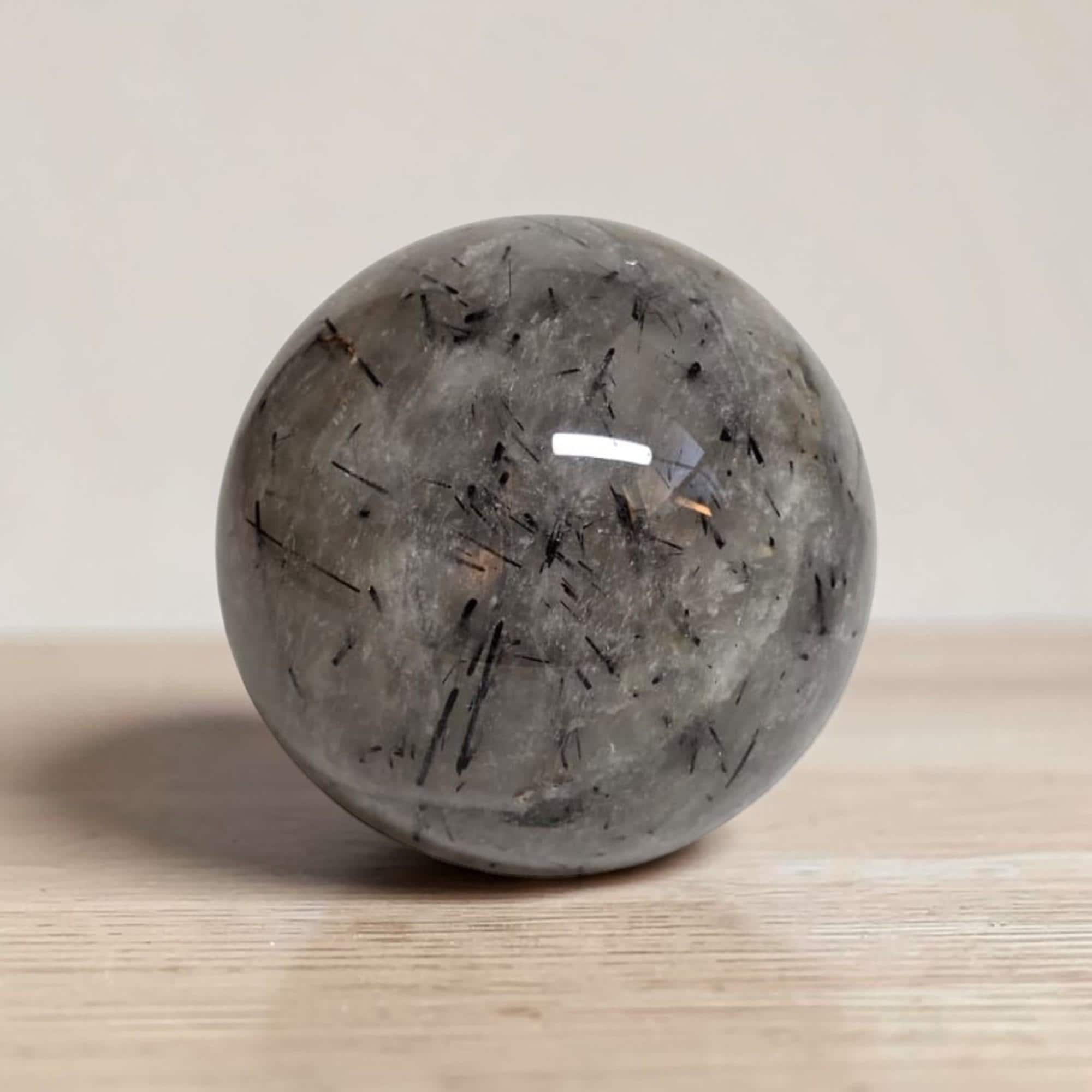 Black Tourmaline Quartz Sphere 66mm | Tourmalinated Quartz Crystal Ball | Protection Stone