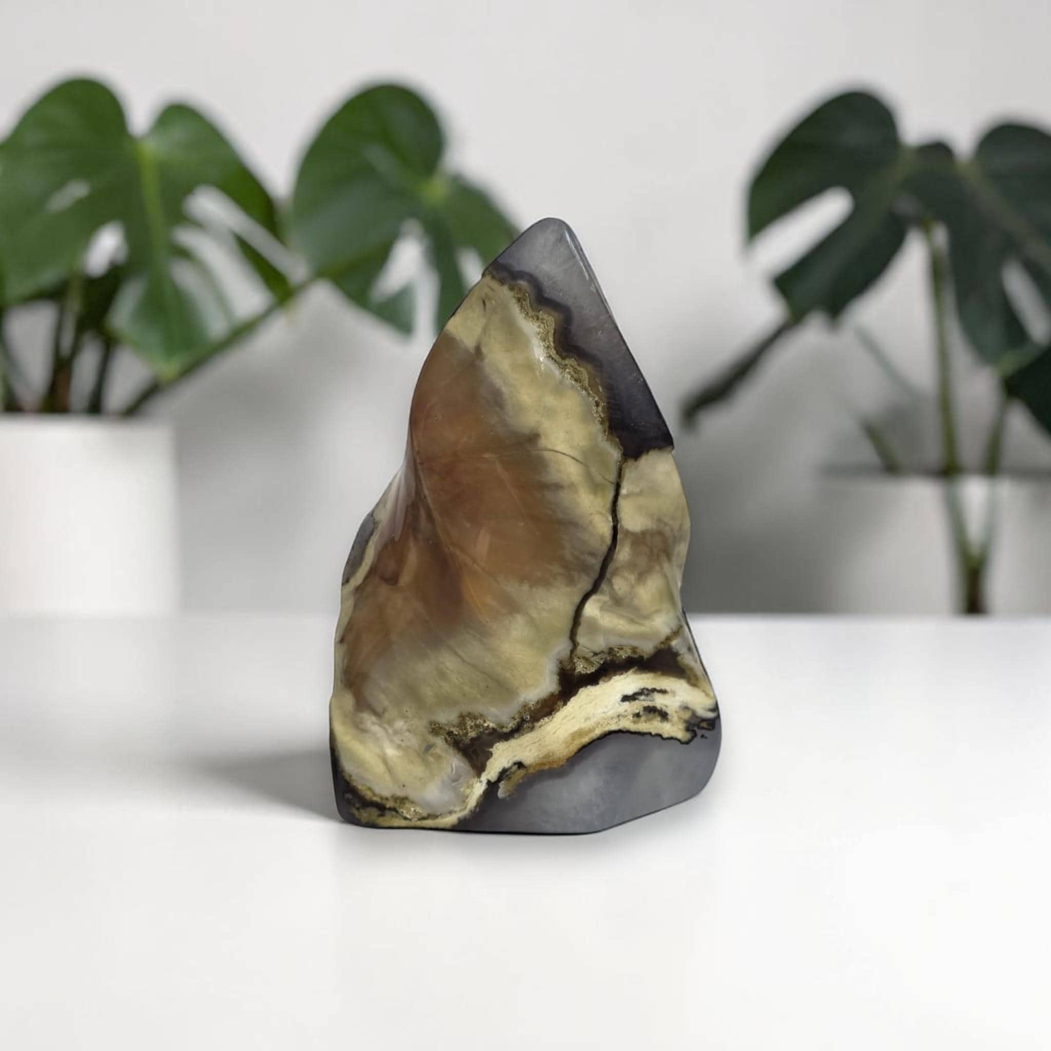 Volcano Agate Flame 4.5 Inch Polished Stone Landscape Pattern Grounding Energy Collector Decor