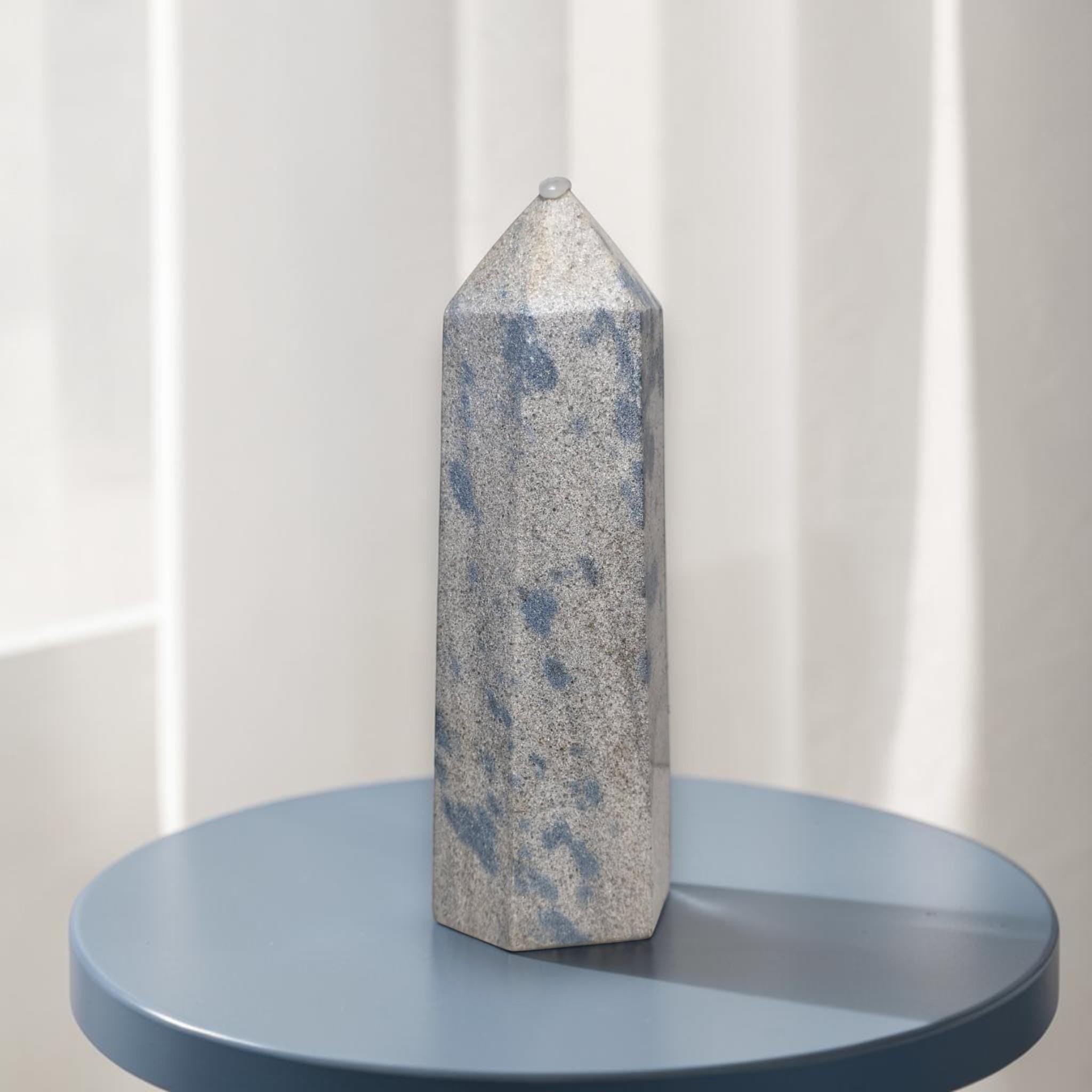 K2 Jasper Crystal Tower, Blue Azurite Point, Healing Stone Decor