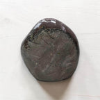 Freeform druzy geode base stone, dark gray with natural mineral veining detail
