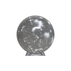 Silver-gray jasper crystal ball sphere with speckles on clear stand