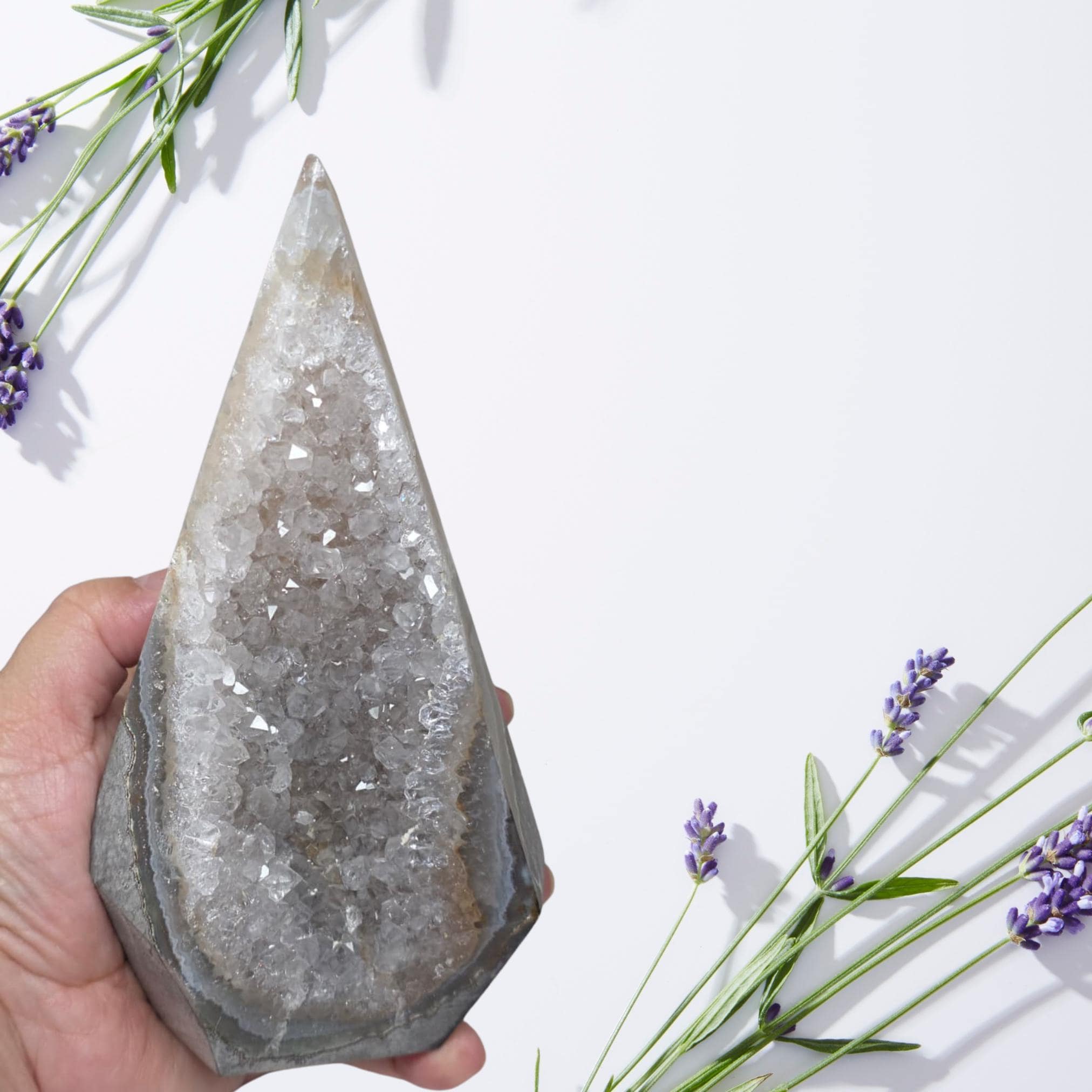 Large Agate Geode Tower, Quartz Point, Luxury Shelf Stone, One of a Kind Gift
