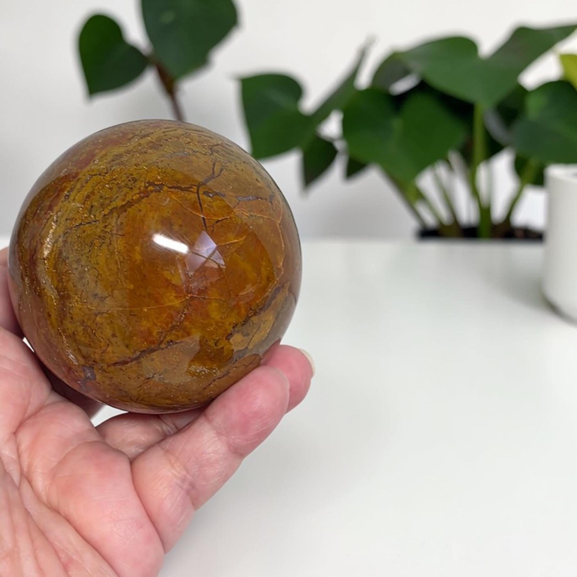 Ocean Jasper Sphere 70mm (2.75") | Deep Green Nephrite Jade Orb | Crystal Sphere Decor