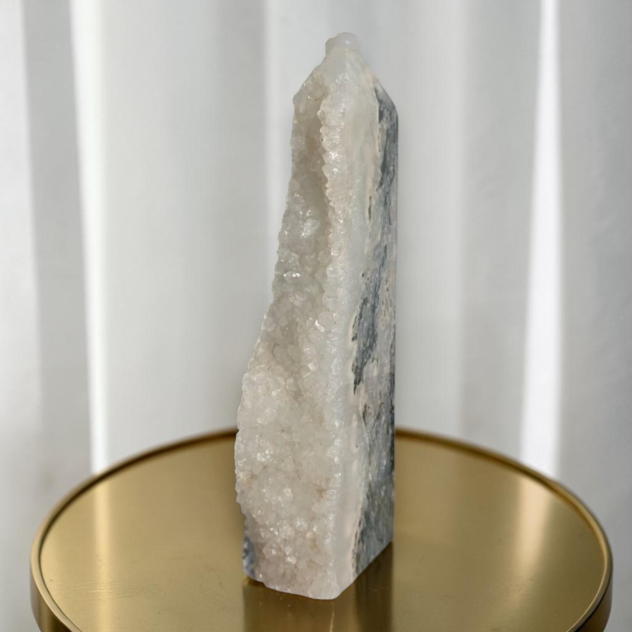 Moss Agate Druzy Geode Tower