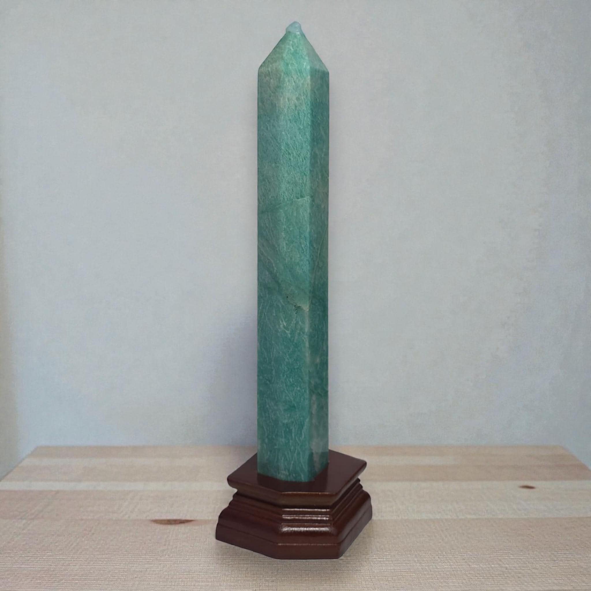 Natural Amazonite Crystal Tower Obelisk Large Green Stone Point Healing Crystal Decor