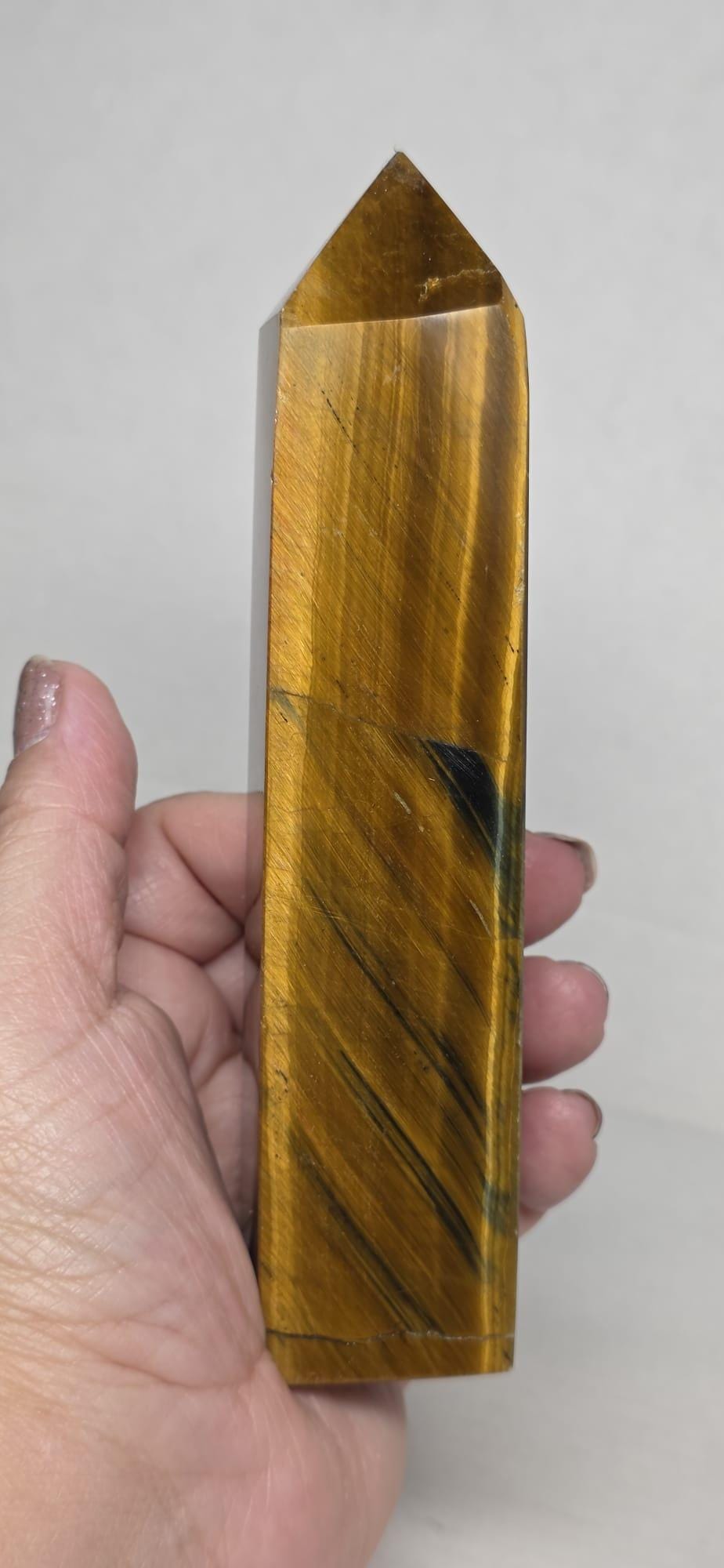 Tiger Eye Tower 5.5" | Golden Crystal Obelisk | Protection Stone | Confidence Stone | Spiritual decor