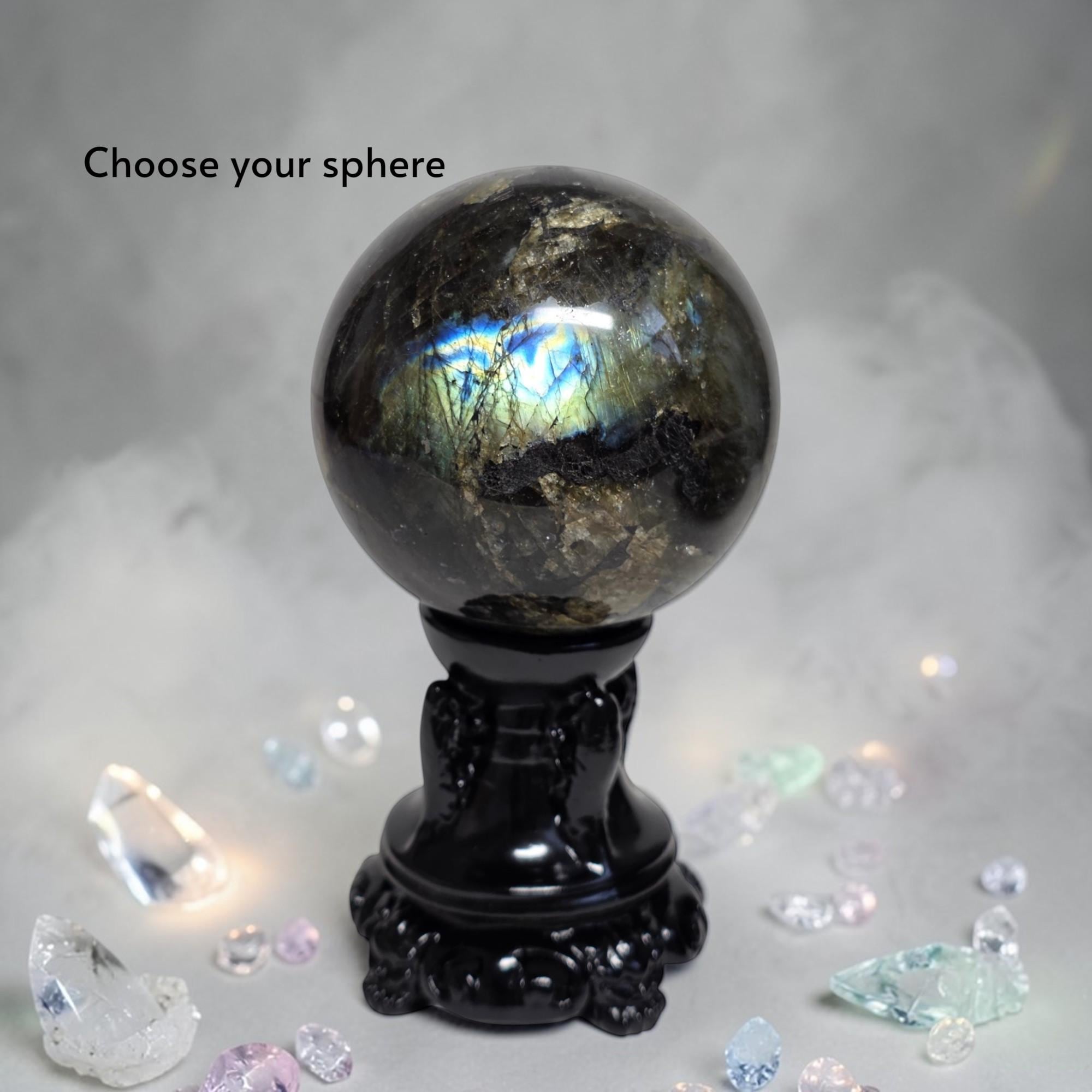 Crystal Sphere 70-73mm – Choose Your Crystal – Labradorite, Fluorite, Rose Quartz, Madagascar – Healing Ball