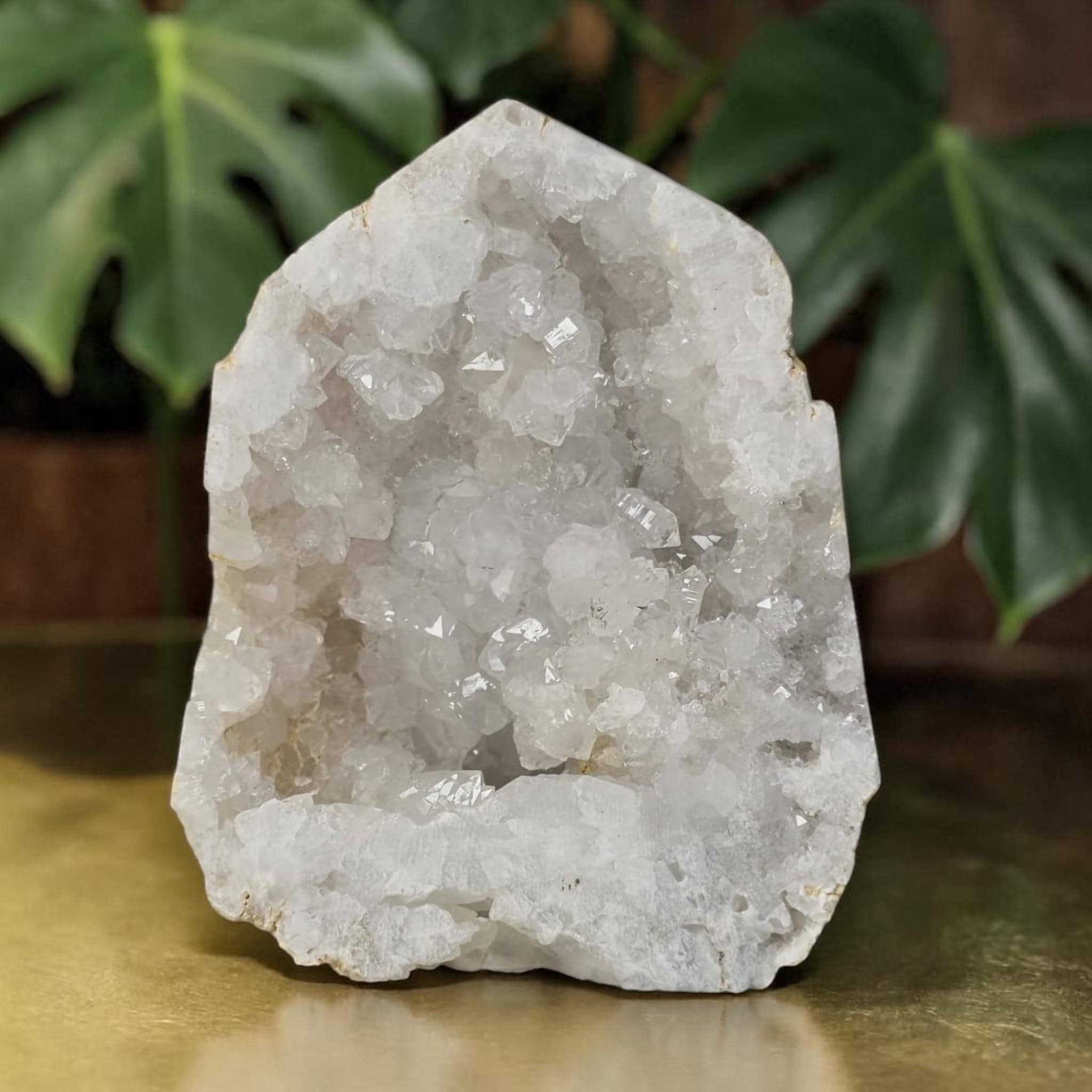 White Quartz Druzy Geode, Sparkling Crystal Cluster, Natural Druzy Mineral Decor