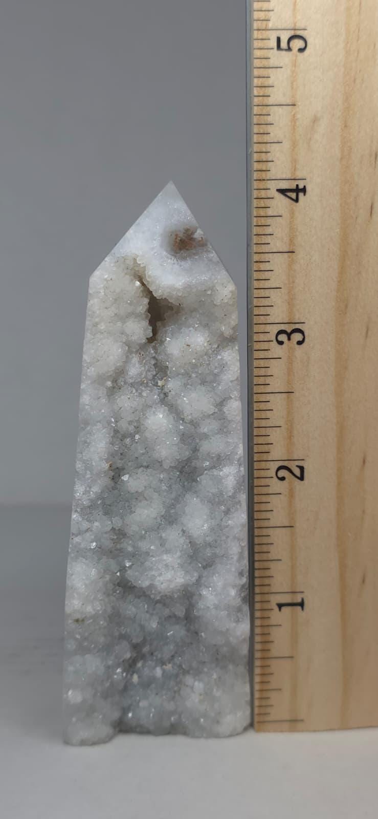 Moss Agate Druzy Tower Crystal Point Geode Obelisk Healing Crystal Decor