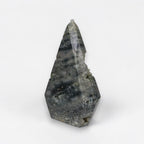 Ocean jasper druzy crystal point, dark blue-gray stone with cream druzy patches