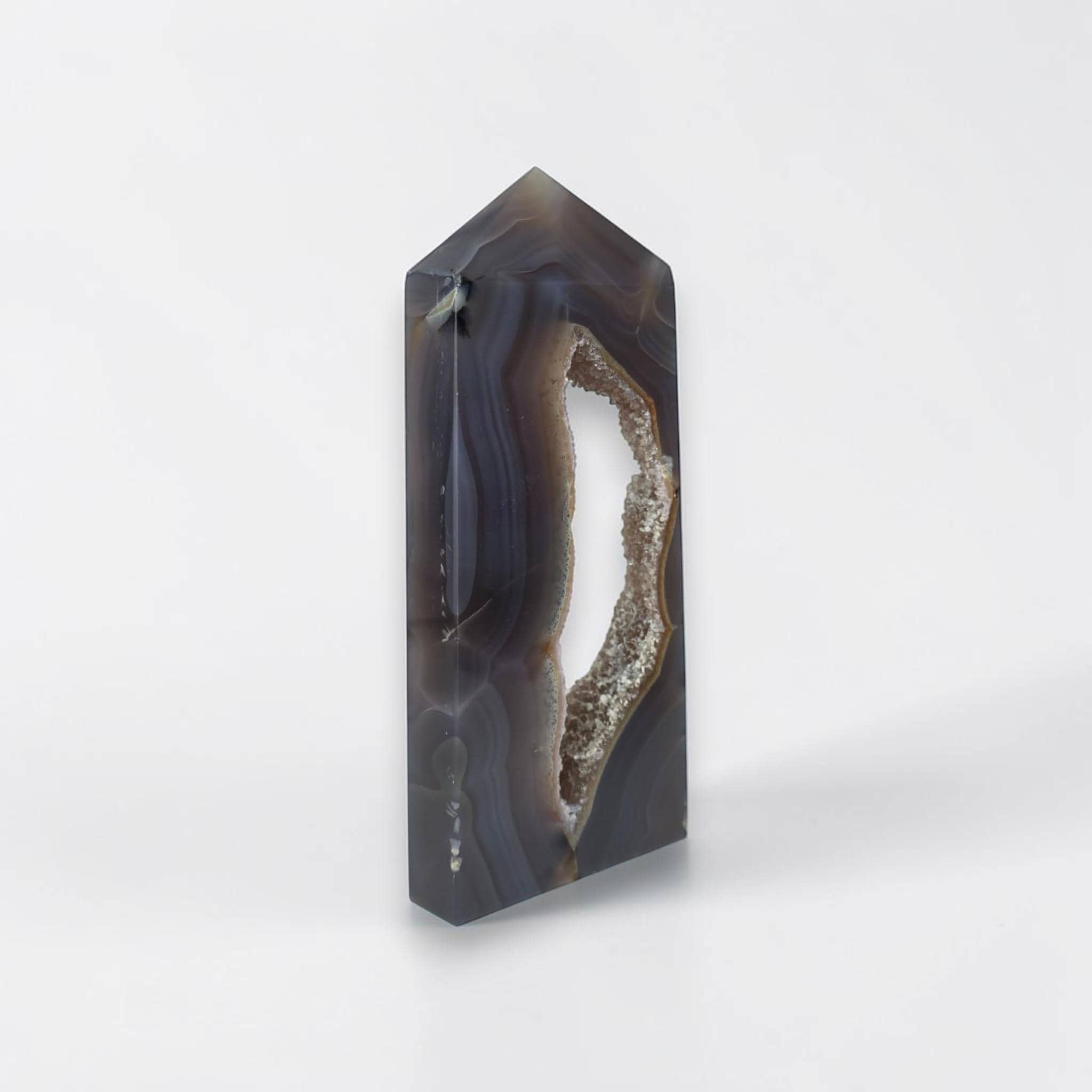 Agate Druzy Tower, Open Cave Geode Crystal, Collector Statement Piece