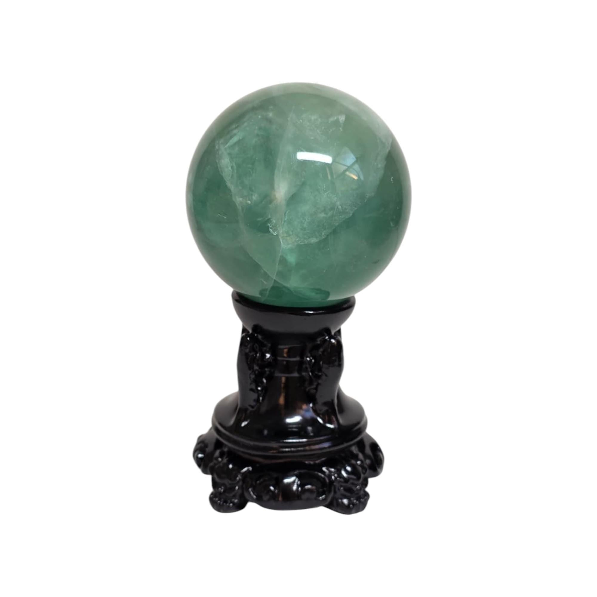 Green Fluorite Sphere 70mm, Natural Fluorite Quartz Orb, Banded Crystal Ball, Healing Stone