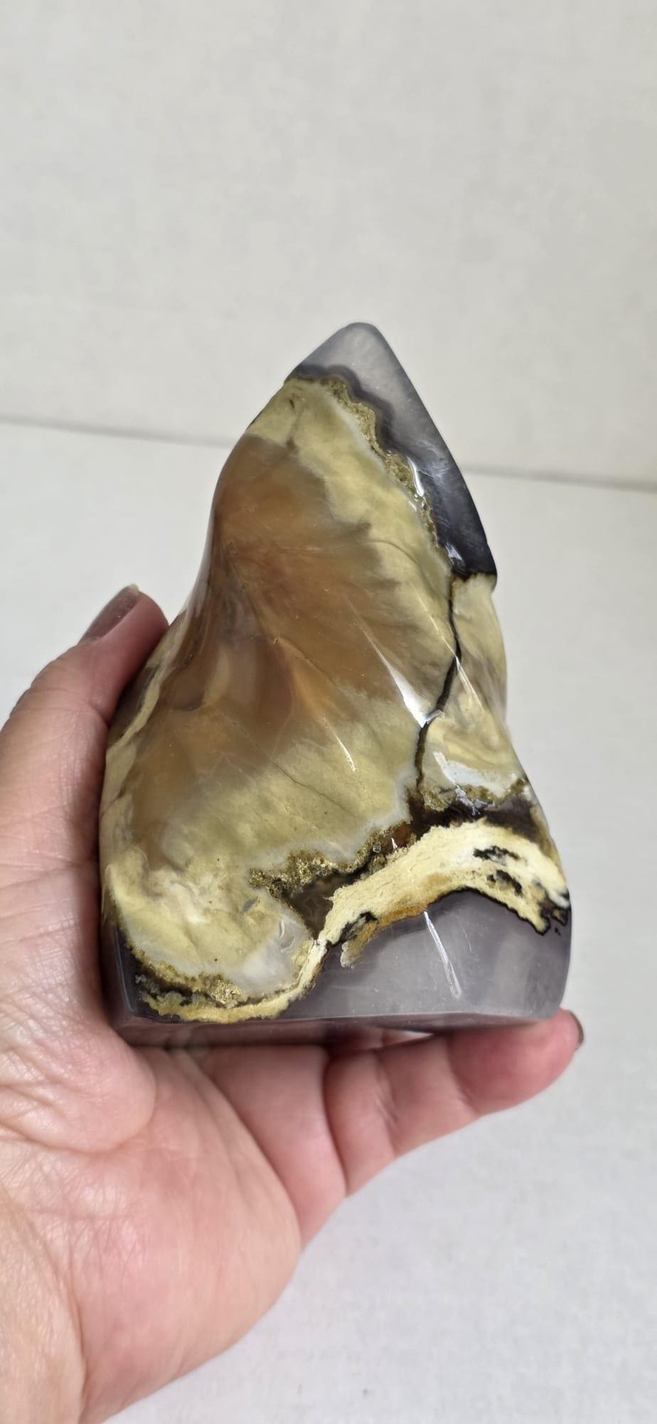 Volcano Agate Flame 4.5 Inch Polished Stone Landscape Pattern Grounding Energy Collector Decor