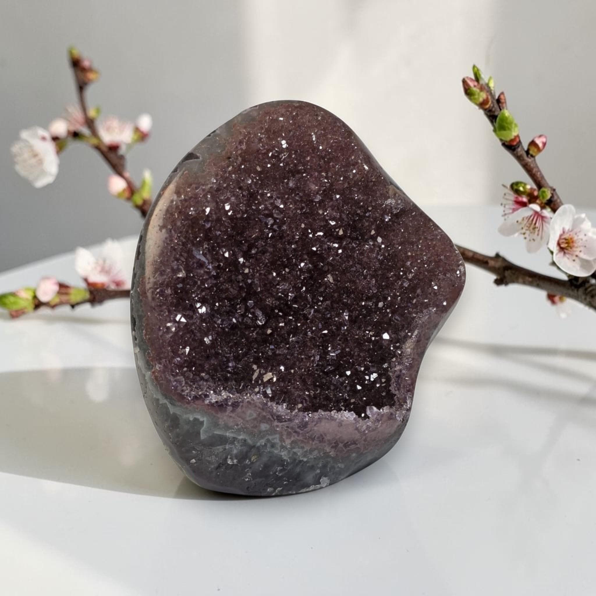 Purple Druzy Agate Freeform Geode, Sparkling Amethyst Color Stone, Natural Mineral Specimen