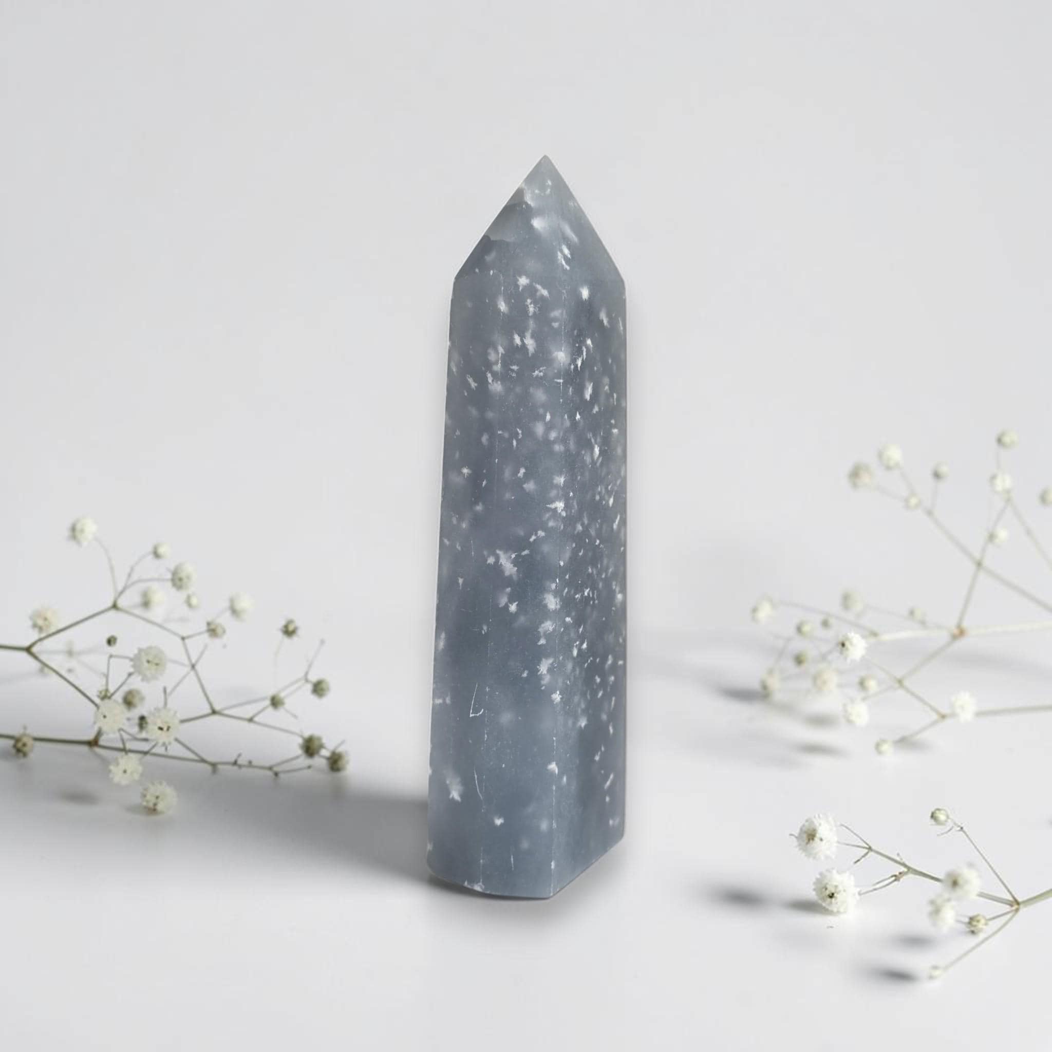 Snowflake Angelite Tower Blue Decor Piece Elegant Gift