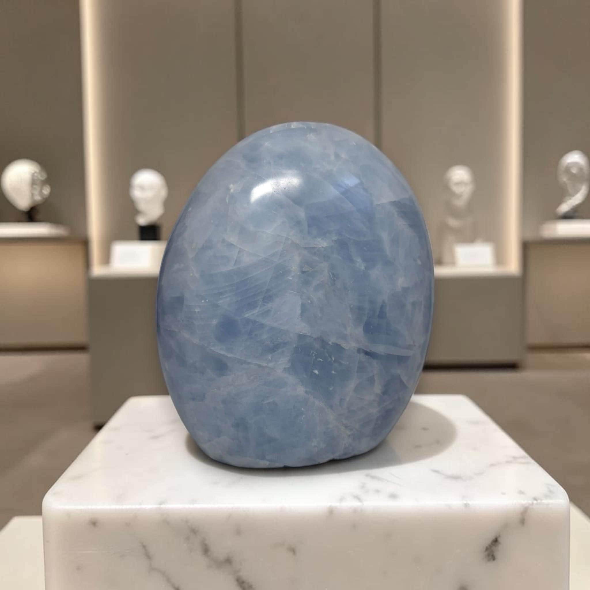 Blue Calcite Freeform, Ocean Gem Sculpture, Reiki Gift, Meditation Piece