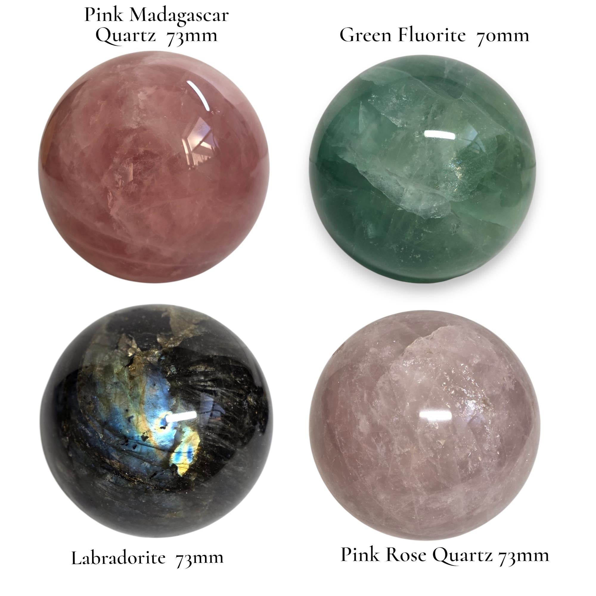 Crystal Sphere 70-73mm – Choose Your Crystal – Labradorite, Fluorite, Rose Quartz, Madagascar – Healing Ball