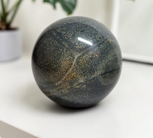 Deep Green Nephrite Jade Sphere 70mm – Polished Natural Stone
