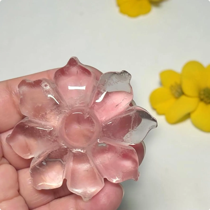 Citrine Swan & Clear Quartz Flower Crystal Set with Stand