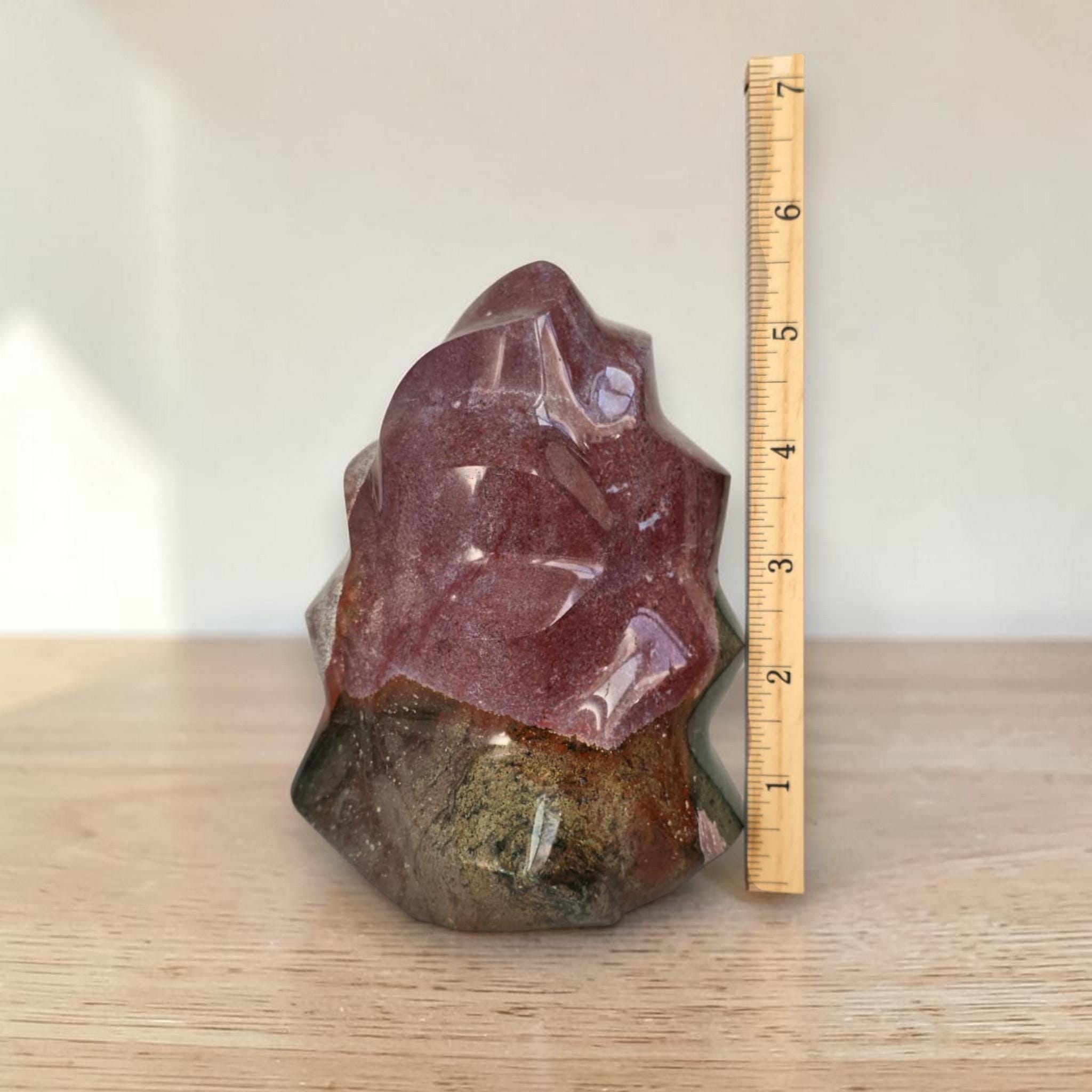 Ocean Jasper Flame, Large Crystal Flame Sculpture, Collector Display Stone