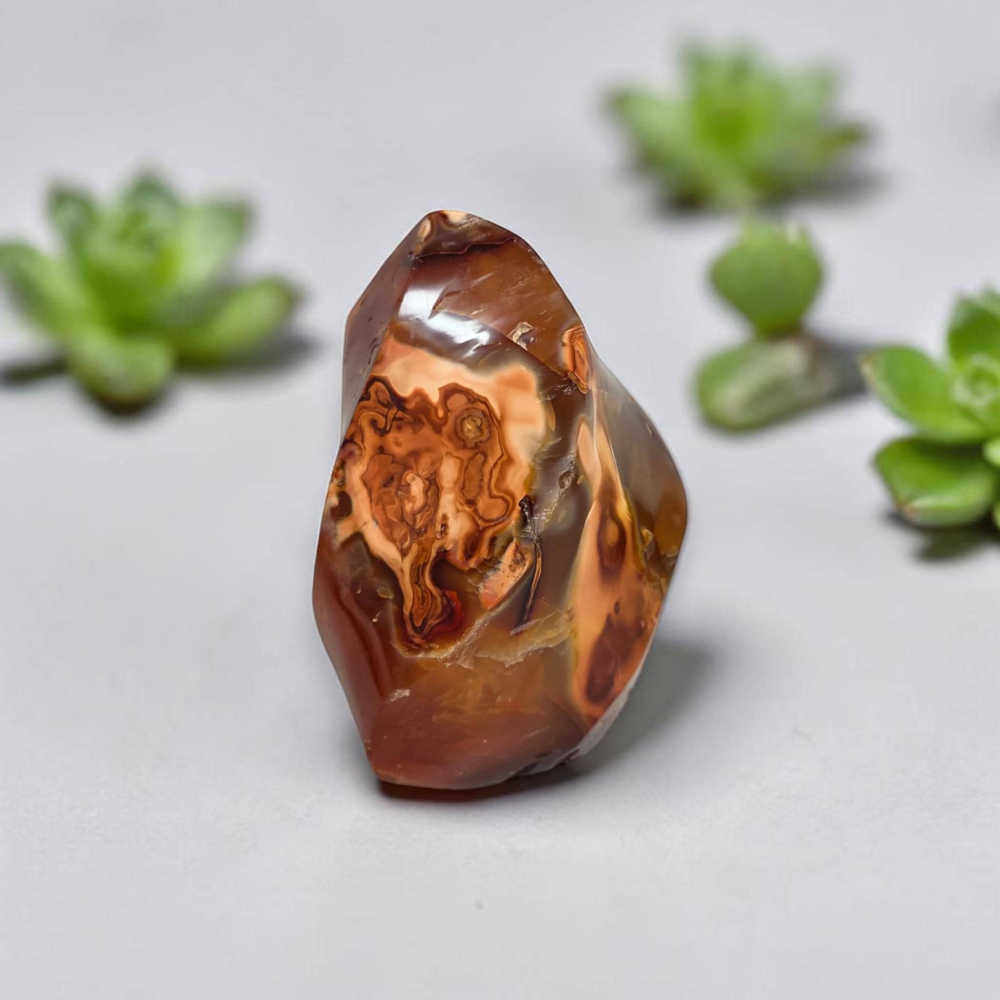 Carnelian Flame Polished Orange Agate Crystal Sacral Chakra Decor Meditation Stone