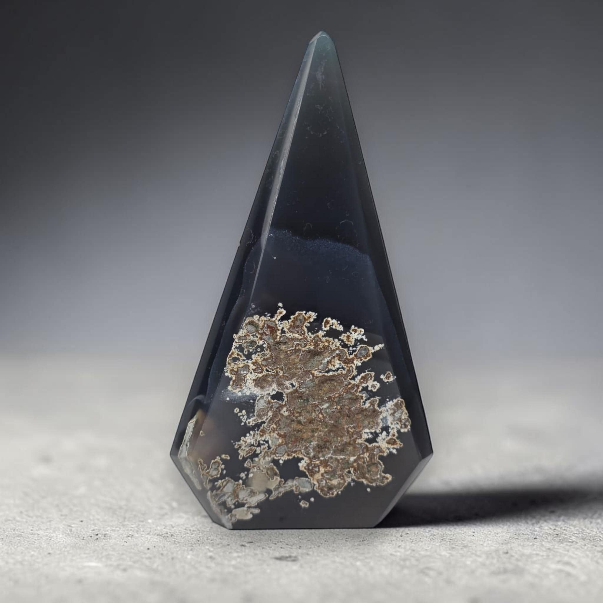 Large Druzy Agate Tower, Smoky Obelisk Crystal, Luxury Decor